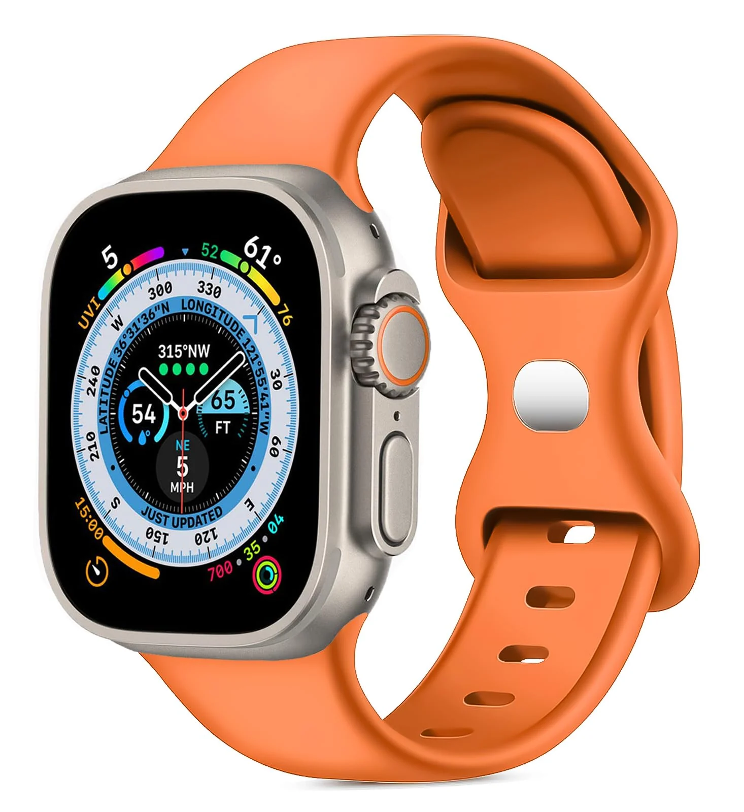 DL3 Mobilak Band with Case For Apple Watch Ultra/Ultra 2 49mm, Adjustable Silicone Sport Wristband Replacement, Strap With Cover Built-in Glass Screen Protector for iWatch Ultra 49 mm - Orange