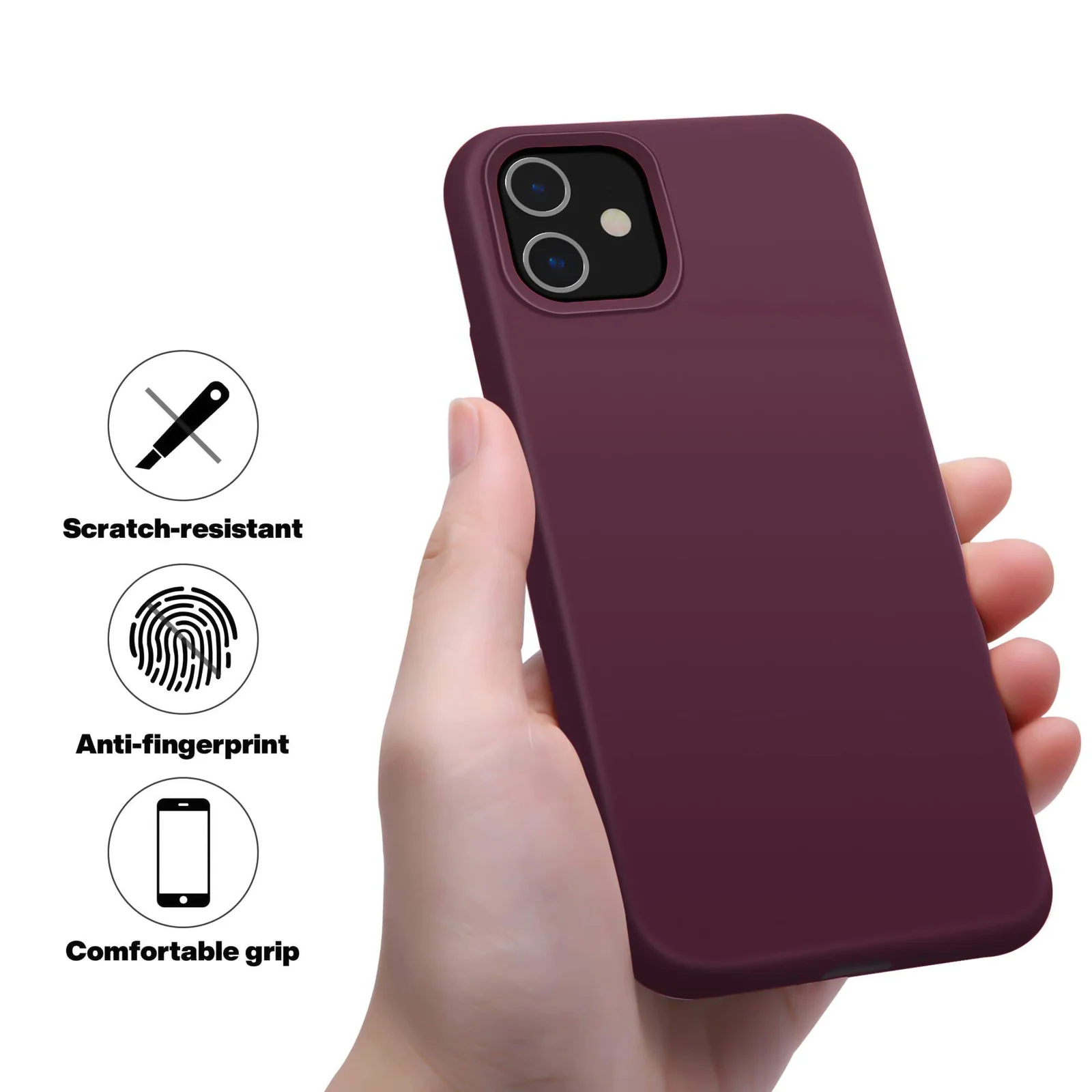 DL3 Mobilak Liquid Silicone Case for iPhone 11 (6.1 Inch), Shock-absorbing protection, Scratch-resistant surface, Soft microfiber lining - Wine Red