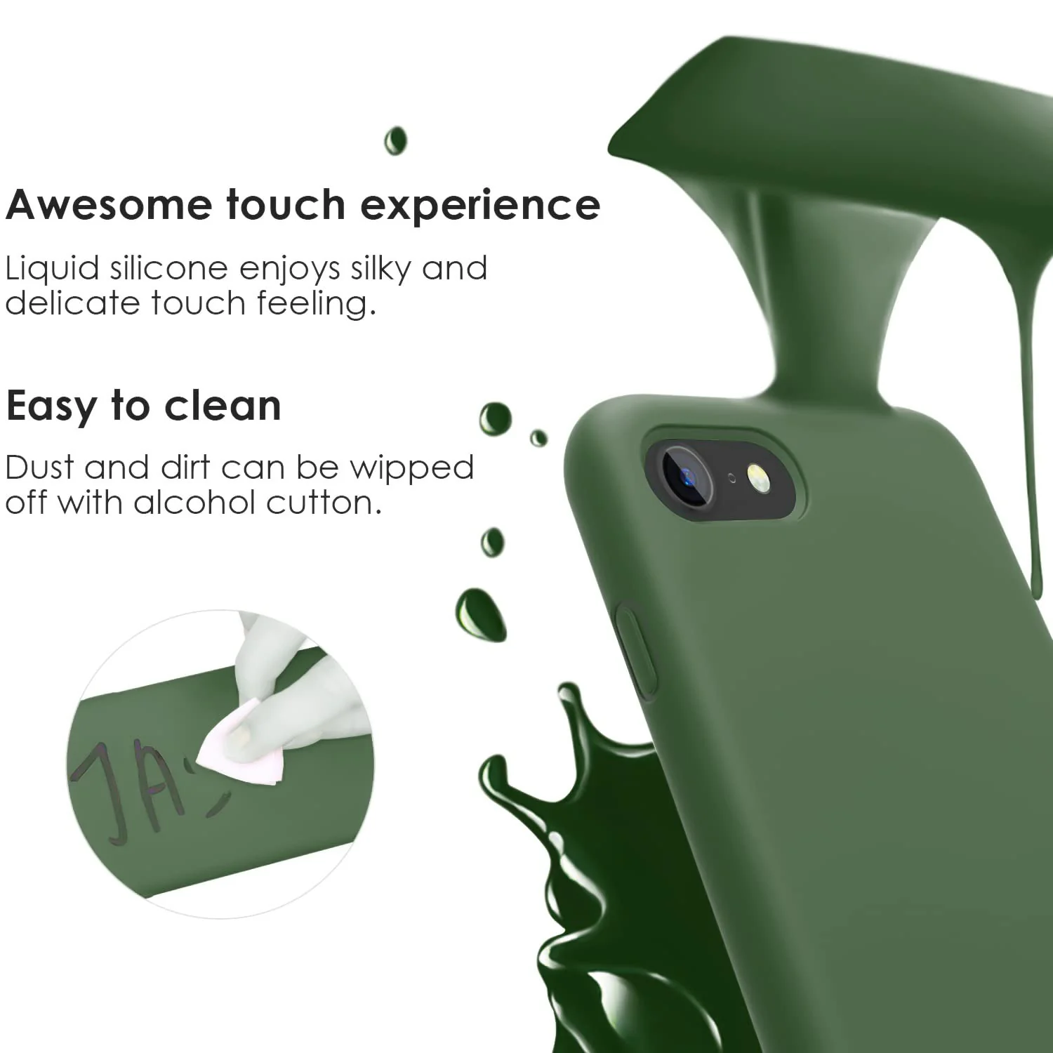 DL3 Mobilak Liquid Silicone Protective Case with Soft Microfiber Lining for iPhone SE 2022, SE 2020, iPhone 7, iPhone 8 - Clover