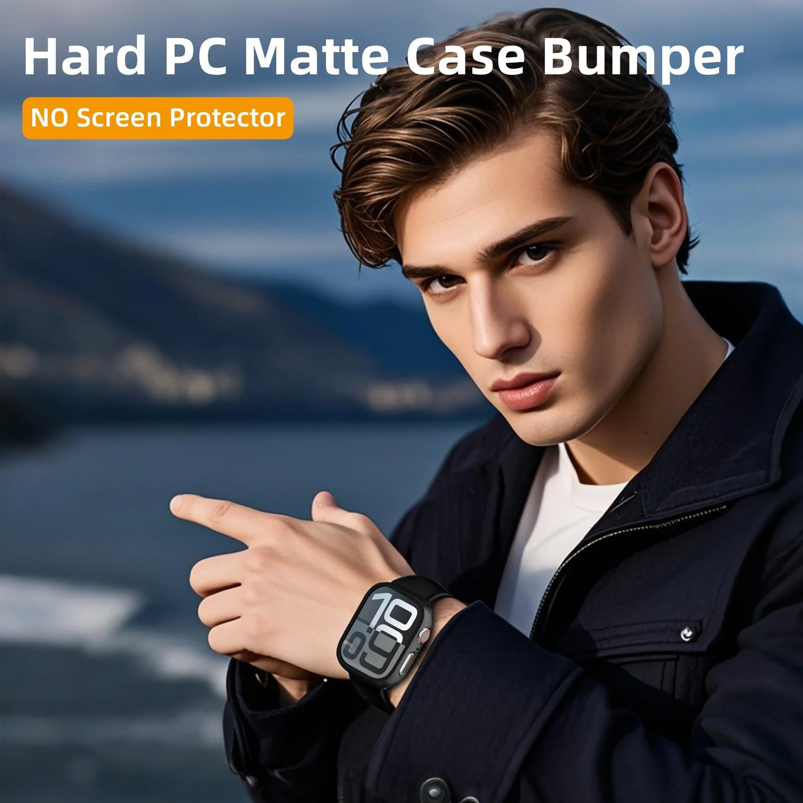 DL3 Mobilak [NO Screen Protector] Bumper Case for Apple Watch Series 10 46mm, Slim Thin Shockproof Bumper Cover, Hard PC Protective Frame All-Around Edge for iWatch 10 46 mm Accessories - Black