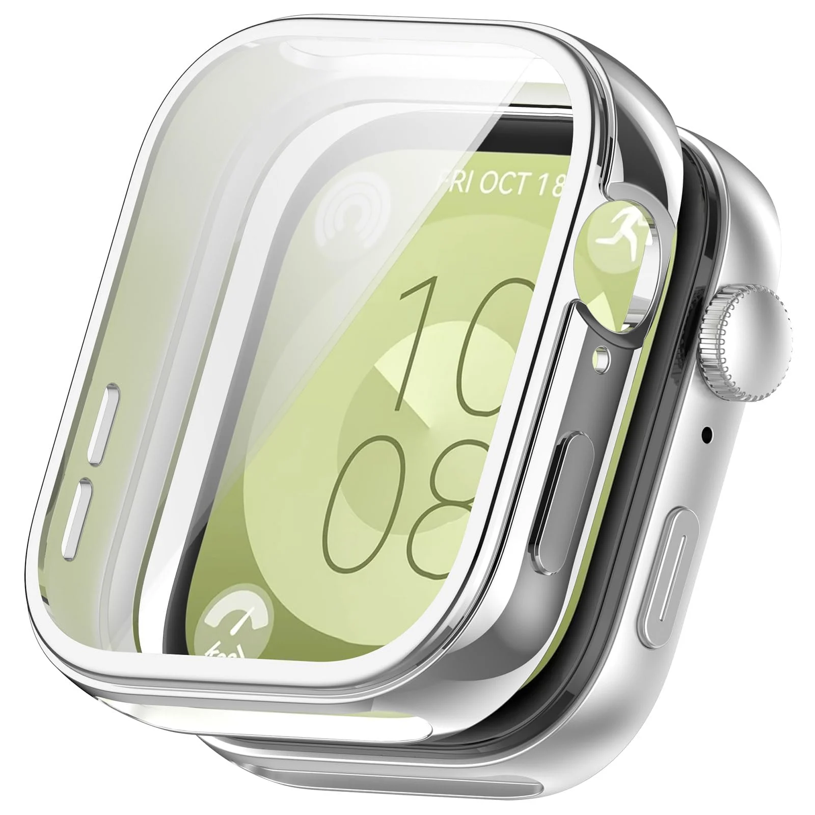DL3 Mobilak Case Compatible with Huawei Watch Fit 3 Case All-Around with Built-in Screen Protector Watch Soft TPU Shockproof Cover Slim Guard Thin Bumper Shell Protector - Silver