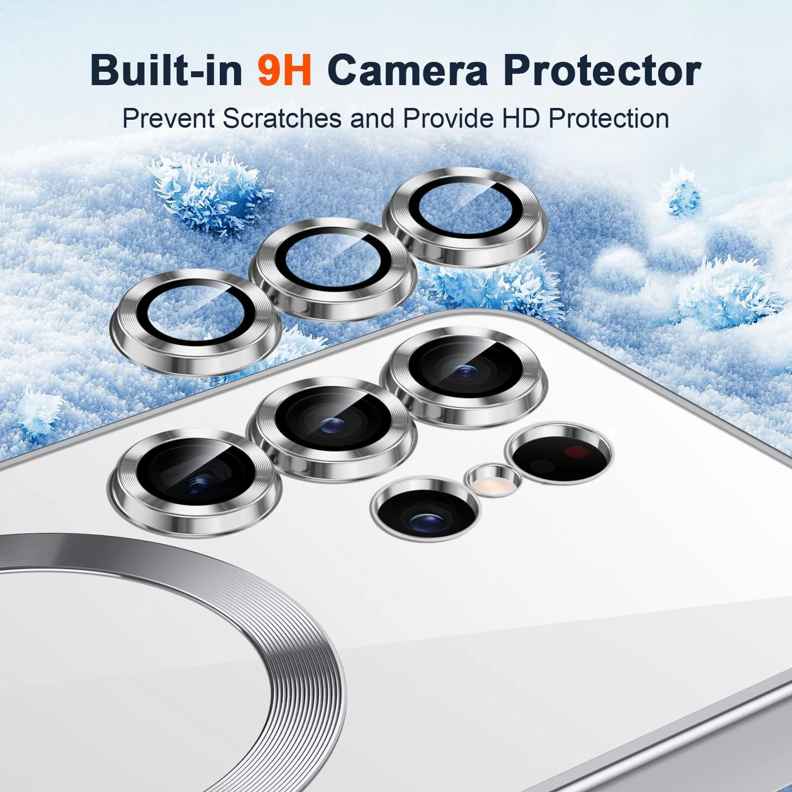 DL3 Mobilak Clear MagSafe-Compatible TPU Case and Camera Lens Protector for Samsung Galaxy S25 Ultra - Silver