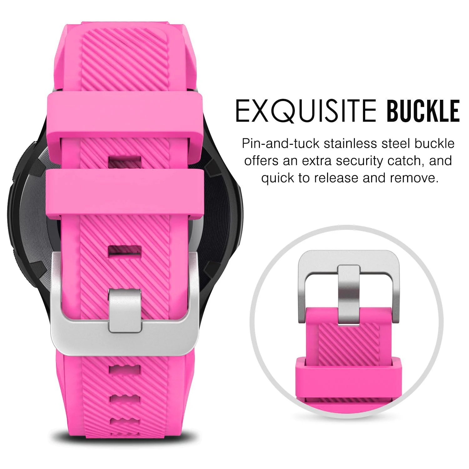 DL3 Mobilak Silicone Sport Band 22MM Xiaomi Redmi Watch 5 Active/5 Lite/Samsung Galaxy Watch 46mm/Watch 3 45mm/Gear S3/Huawei watch (GT6 GT5 GT4 GT3 GT2 GT 46MM)/GT2E/GT5 Pro/GT 6 Pro/Amazfit GTR 3/4 - Hot Pink