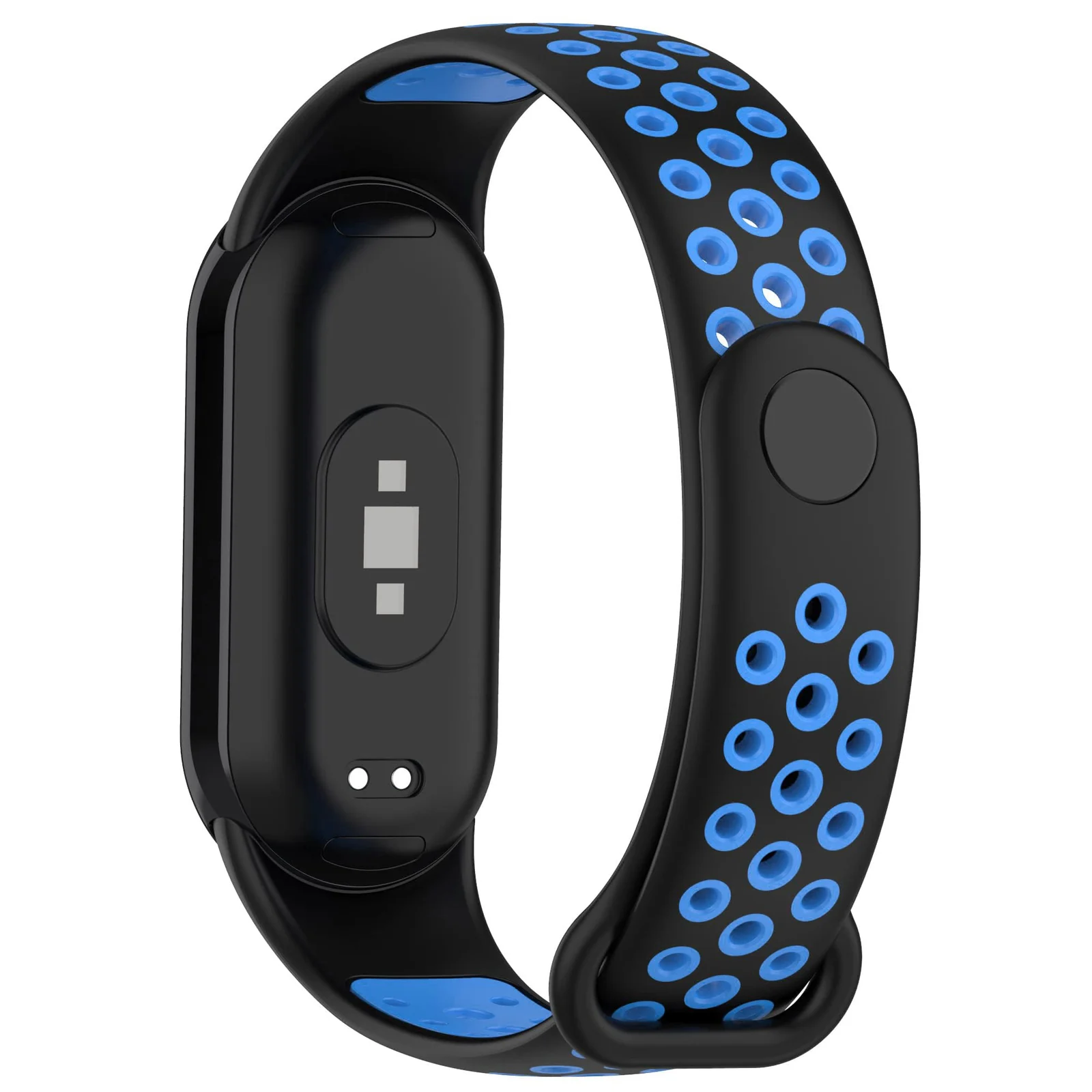 DL3 Mobilak Strap for Xiaomi Mi Band 9 / Mi Band 8, Breathable Sport Silicone Watch Band Strap, Replacement Bracelet Wristband Wrist Strap for Xiaomi Smart Band 9/Xiaomi Smart Band 8 Watch Accessories - Black Blue