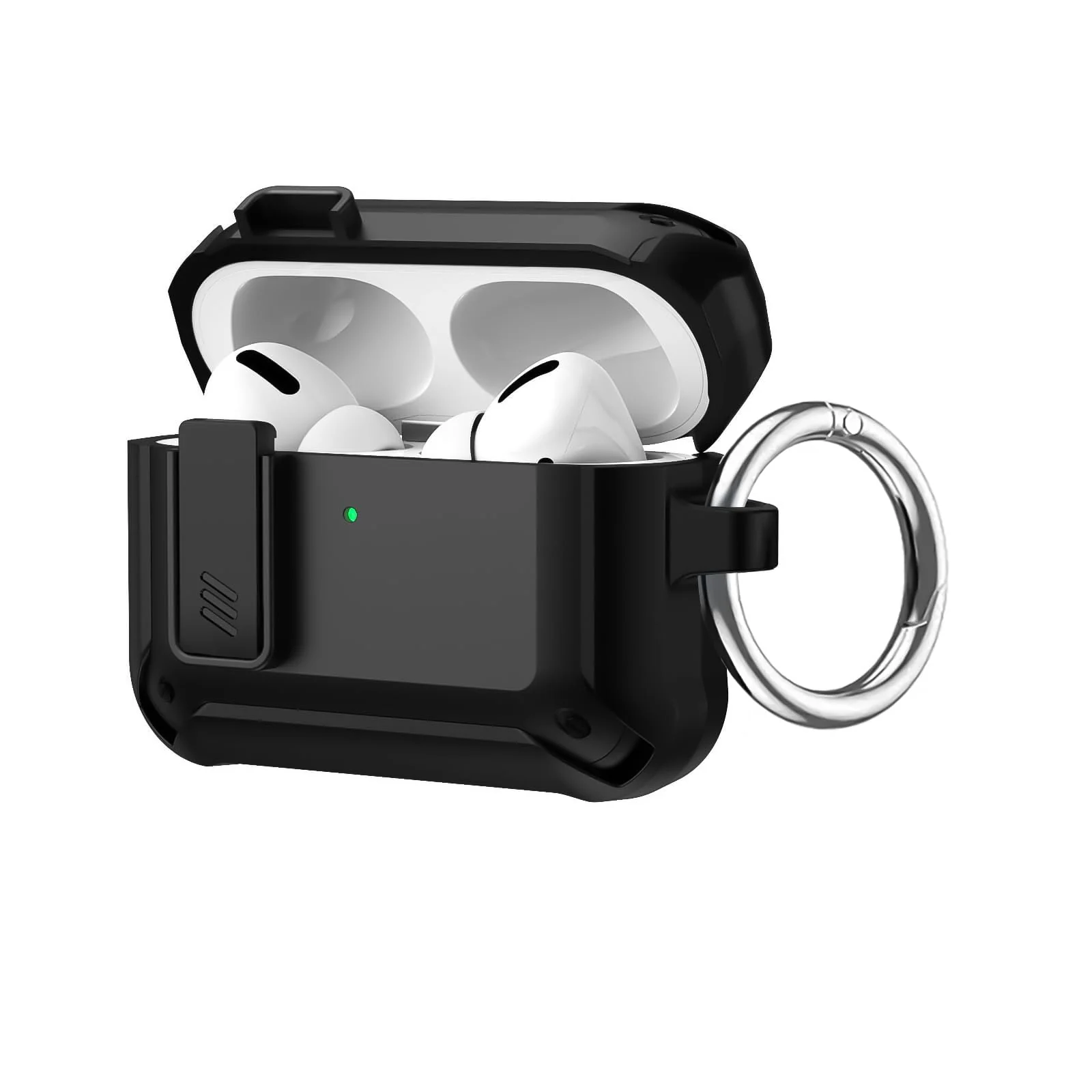 DL3 Mobilak Case Compatible with AirPods Pro 2nd/1st With Lock Lid, Rugged Compatible with AirPods Pro 2/1 (2023/2022/2019) Cool Protective Cover for Men Full-Body Armor Shockproof Skin Shell - Black