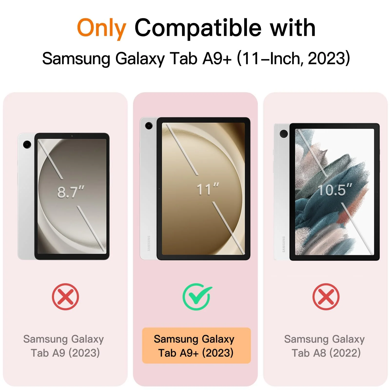 DL3 Mobilak Samsung Galaxy Tab A9+/ A9 Plus Case 11 inch 2023 (SM-X210/X216/X218) with Pen Holder, Soft TPU Back Trifold Stand Protective Smart Cover Flip, Auto Wake&Sleep - Pink