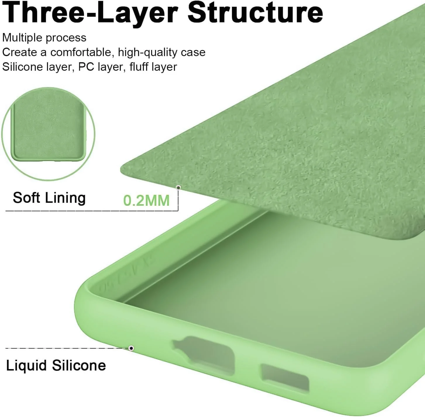 DL3 Mobilak Soft Silicone Protective Case for Huawei nova 10 SE with Microfiber Lining and Shockproof Design - Light Green