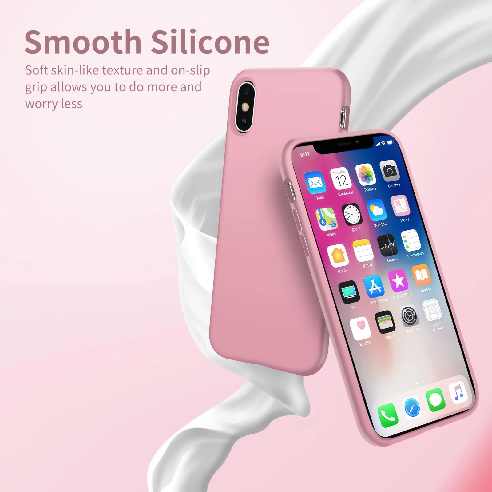 DL3 Mobilak Liquid Silicone Protective Case for iPhone XS Max with Camera Protection and Microfiber Lining - A Pink