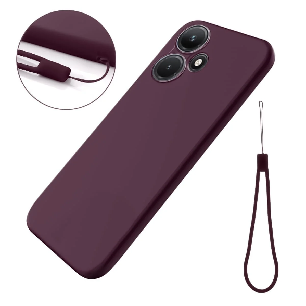 DL3 Mobilak Liquid Silicone Protective Case with Soft Microfiber Lining with Full Camera Protection for Infinix Hot 30i - Wine Red