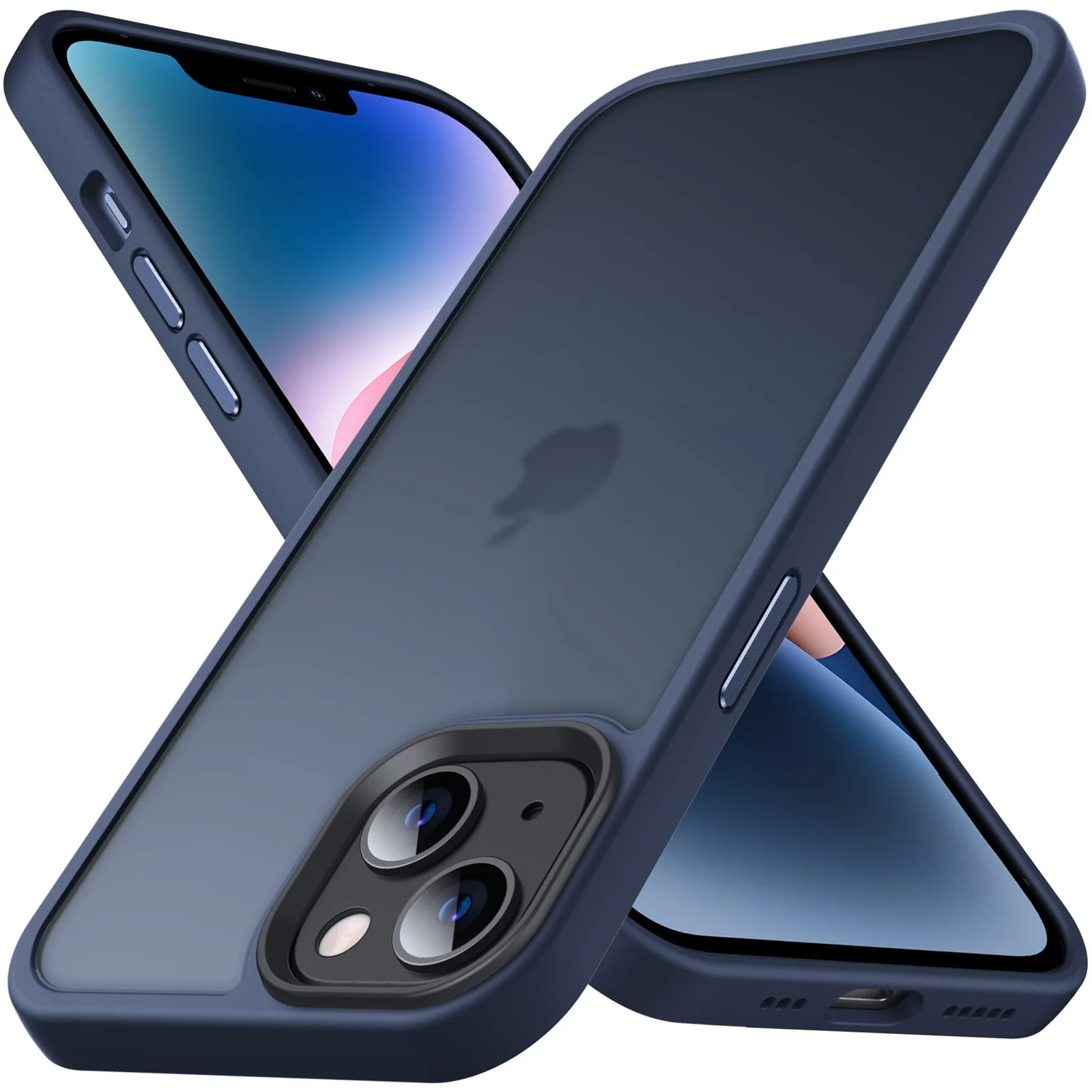 DL3 Mobilak Matte Protective Case for iPhone 13 / iPhone 14 with Camera Protection and Shockproof Design - Dark Blue
