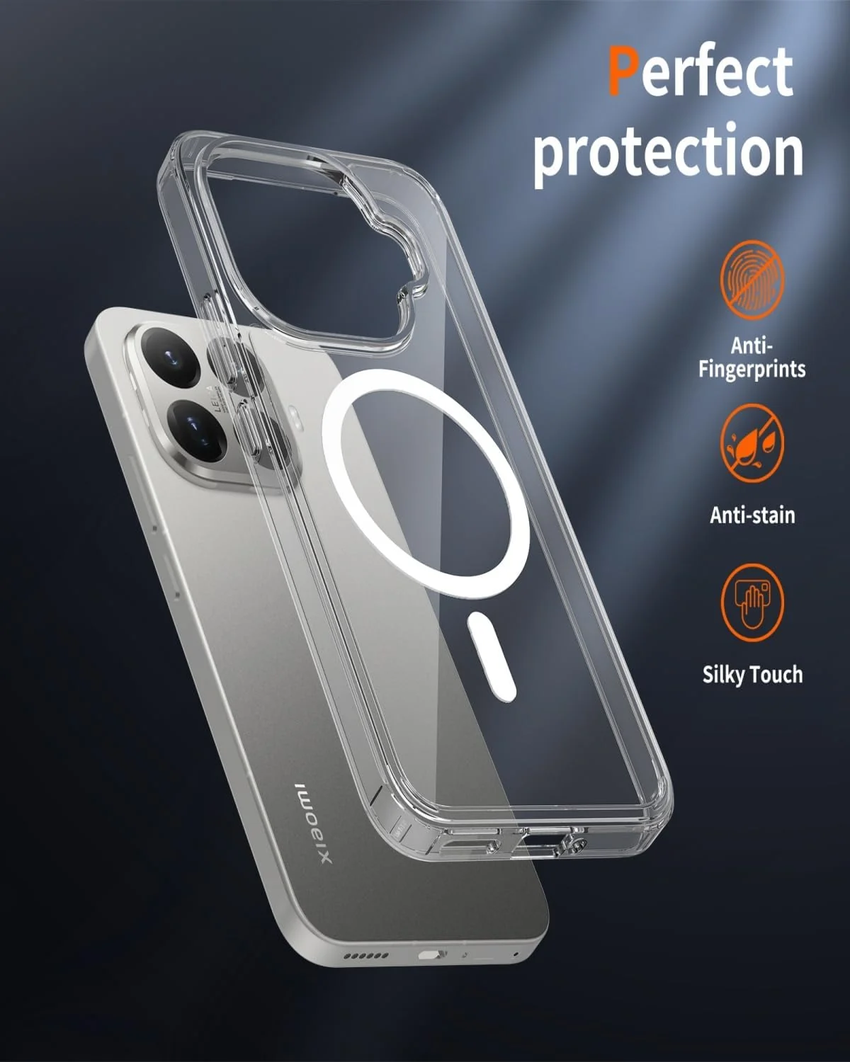 MOBIGON Slim Magnetic MagSafe-Compatible Phone Case for Xiaomi 15T Pro, Clear