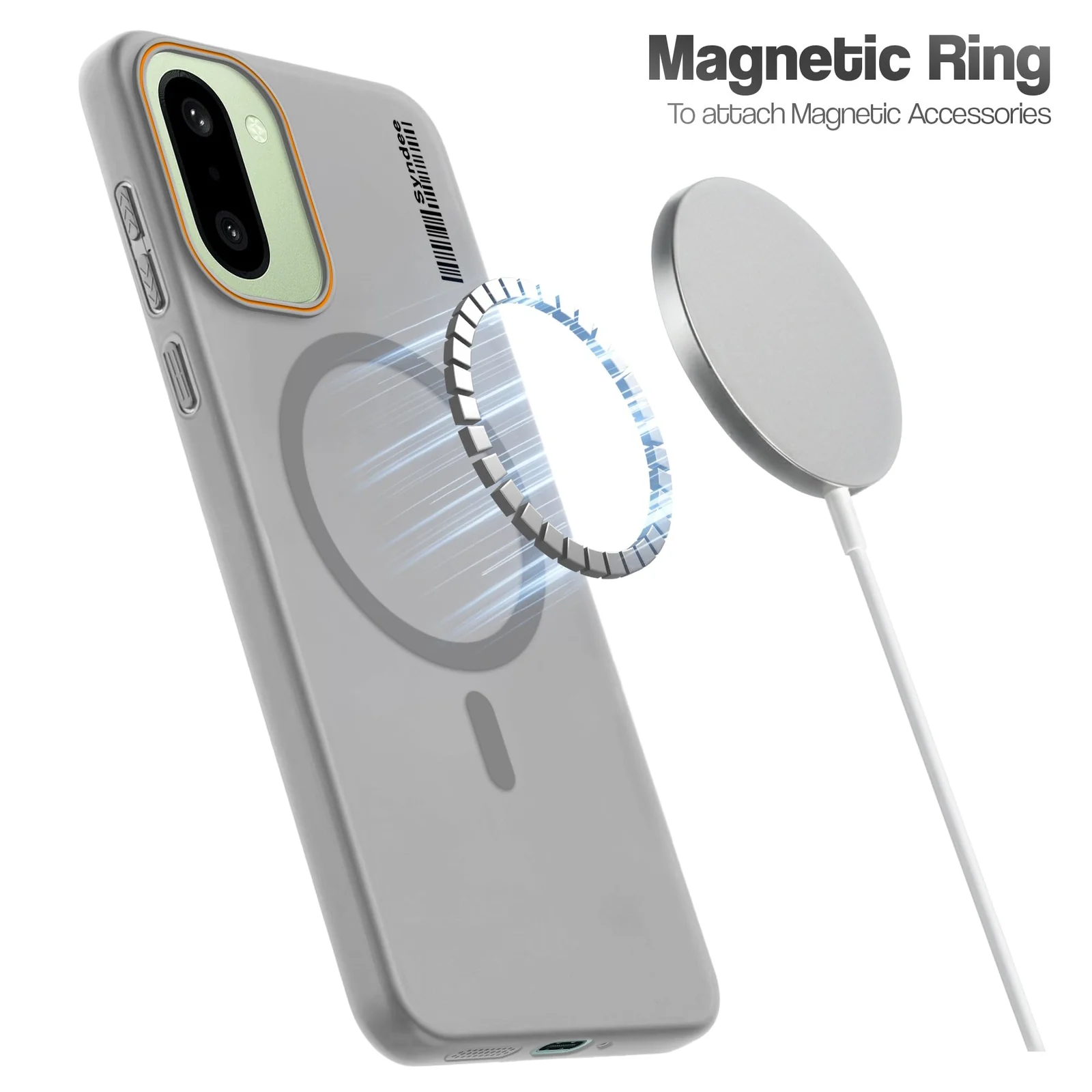 DL3 Mobilak Translucent Matte Case for OnePlus 15R / OnePlus Ace 6 / Ace 6T, Compatible with MagSafe accessories, Shock-absorbing protection, Integrated ring holder - Gray