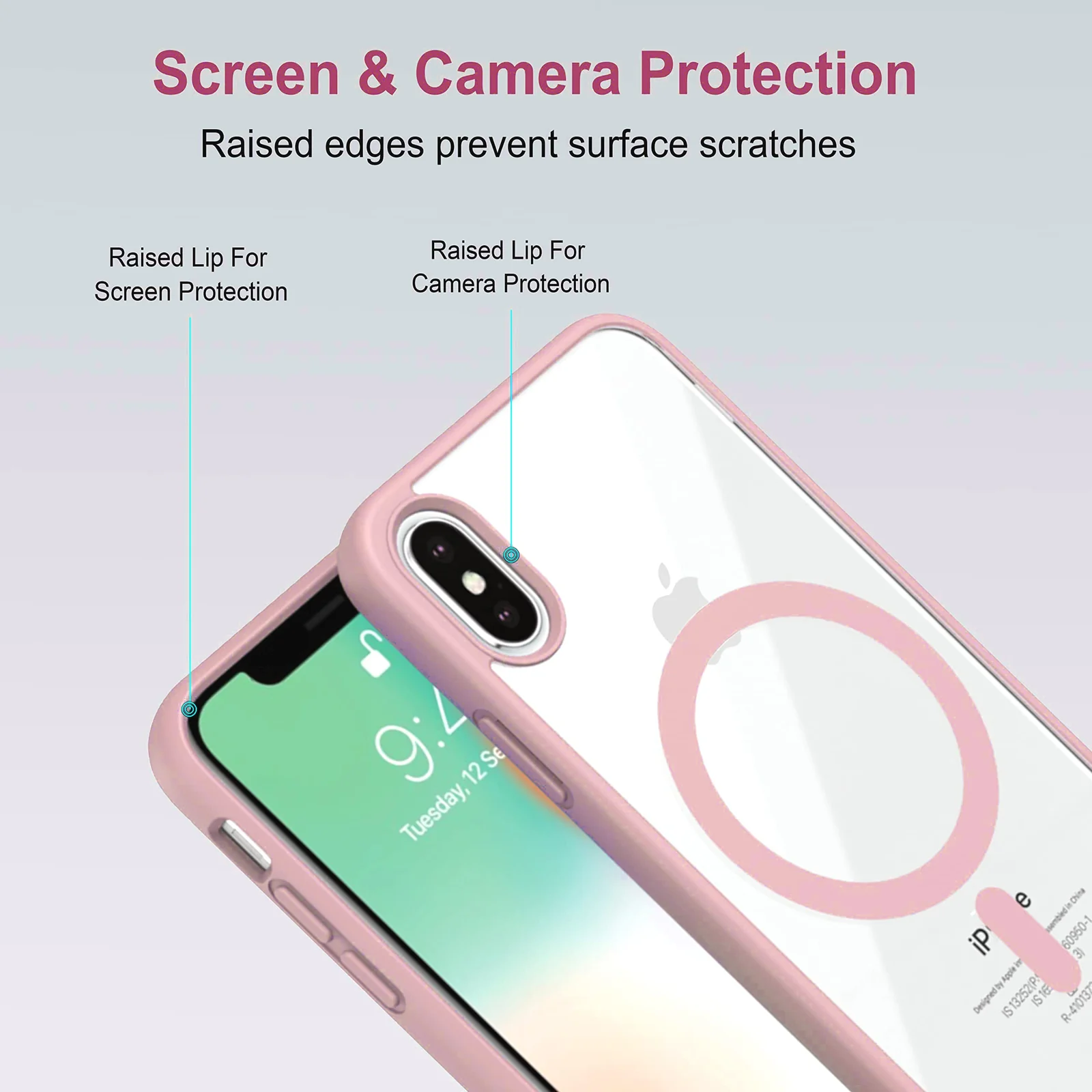DL3 Mobilak Clear MagSafe-Compatible TPU Case for iPhone X / iPhone XS - Pink