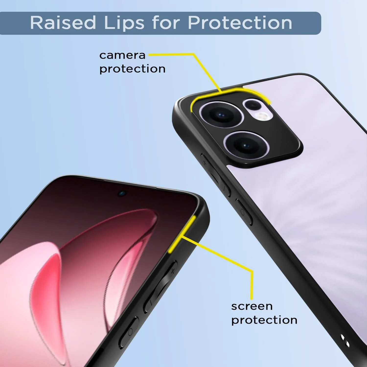 DL3 Mobilak Clear PC and TPU Protective Case for OPPO Reno13 F / Reno 13F with Camera Protection and Military-Grade Protection - Black