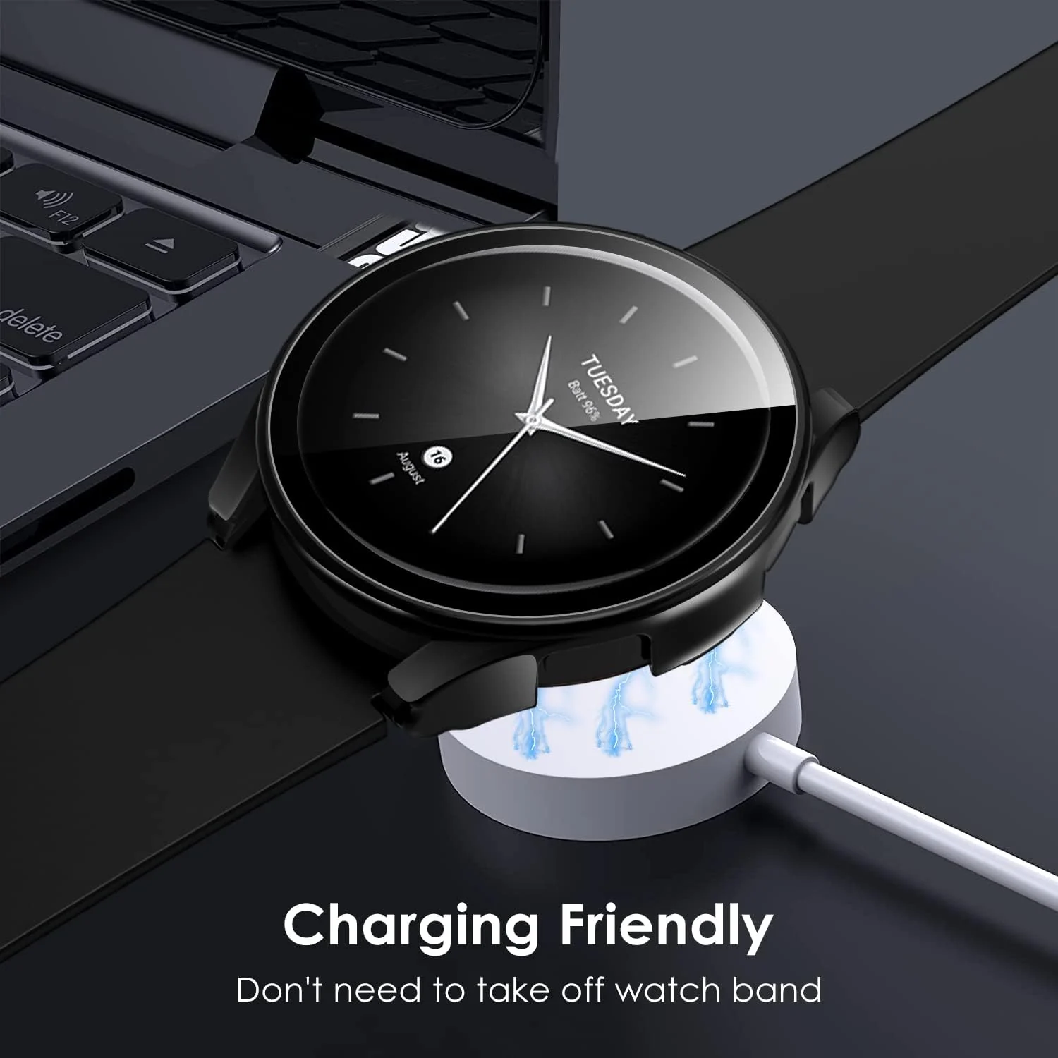 DL3 Mobilak For Xiaomi Watch S2 42mm Case with Tempered Glass Screen Protector for Xiaomi Watch S2 42mm, 9H Hardness 360° All-Round Protective Ultra Thin Protective PC Case - Black