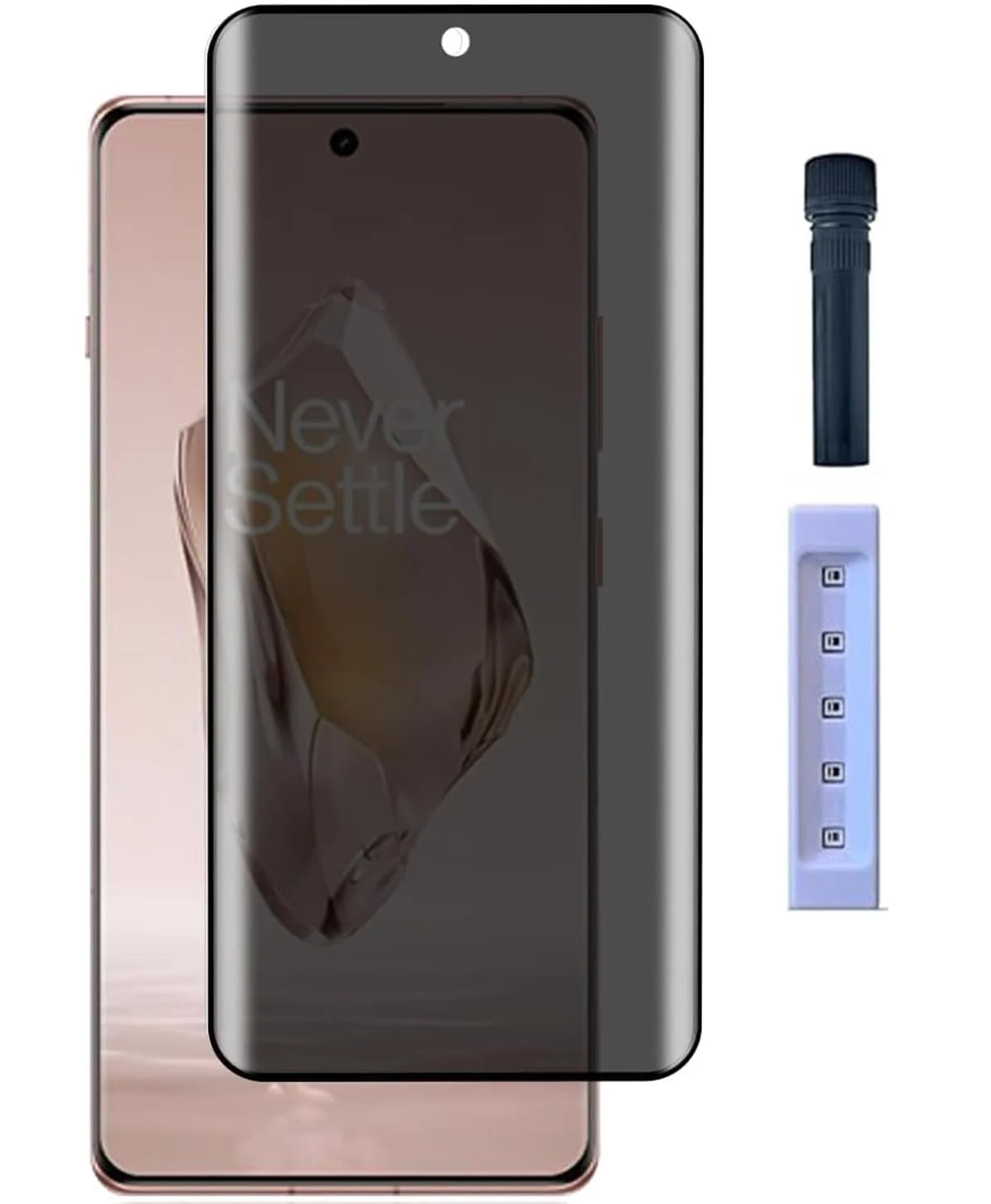 DL3 Mobilak Screen Protector for OnePlus 12R UV Glass Fingerprint Reader Support 3D Curved Anti-Spy Tempered Glass Screen Protector - Privacy