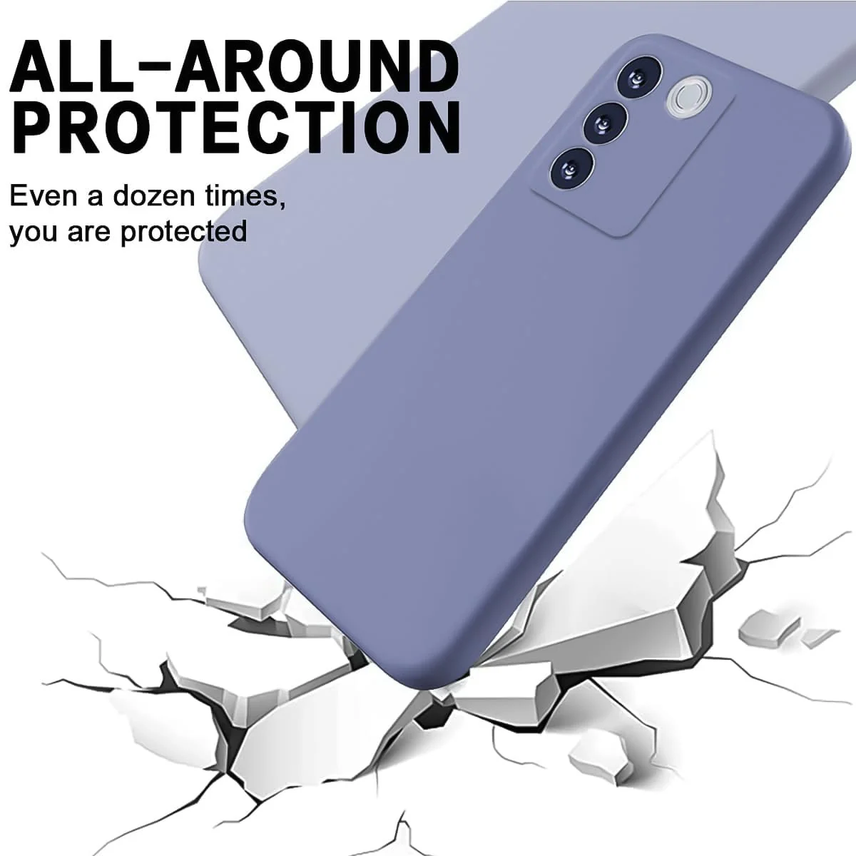 DL3 Mobilak Liquid Silicone Case for vivo V27e / vivo S16e, Shock-absorbing protection, Scratch-resistant surface, Soft microfiber lining - Lavender Gray