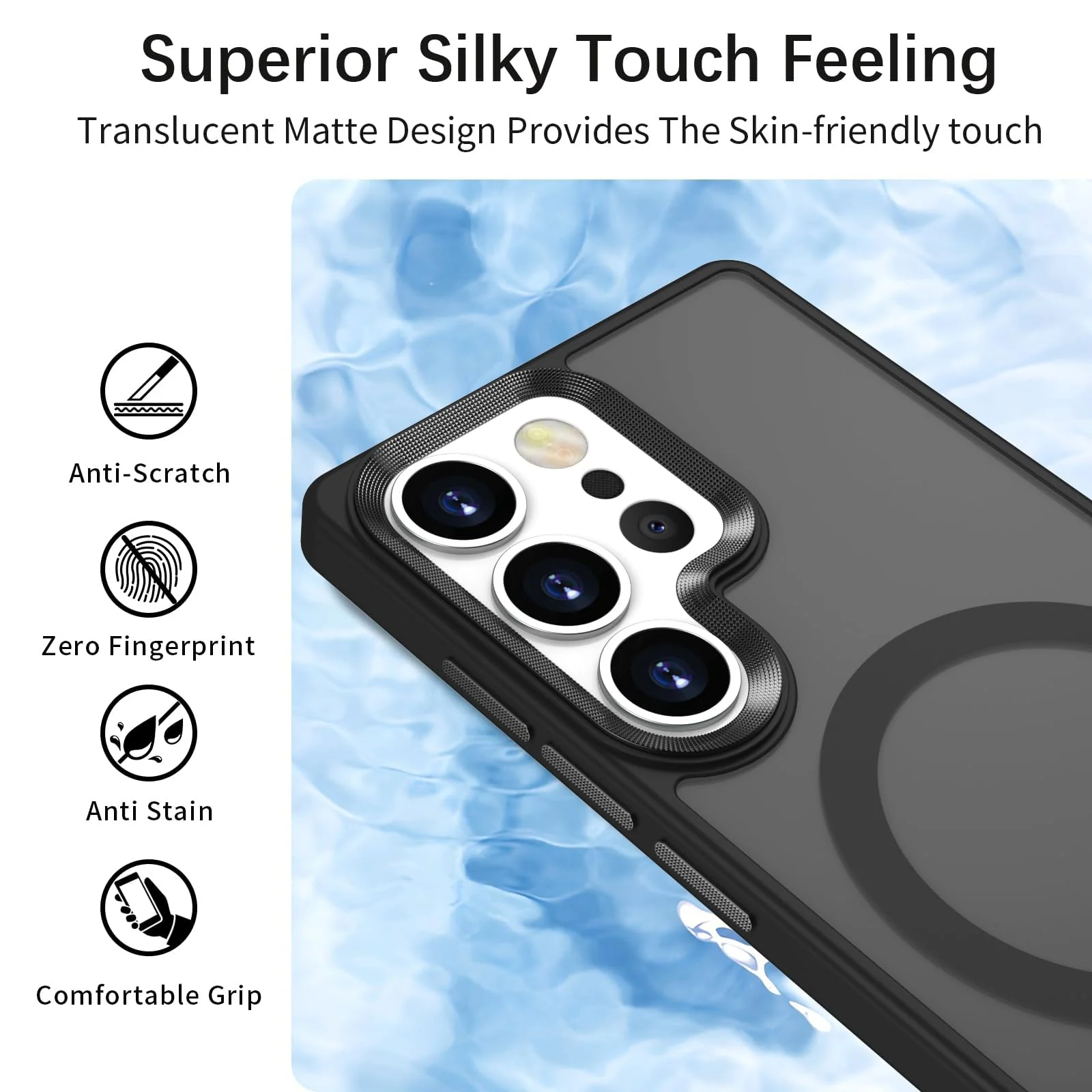 DL3 Mobilak Magnetic Car-Mount Case for Samsung Galaxy S24 Ultra with Camera Protection and Microfiber Lining - Black