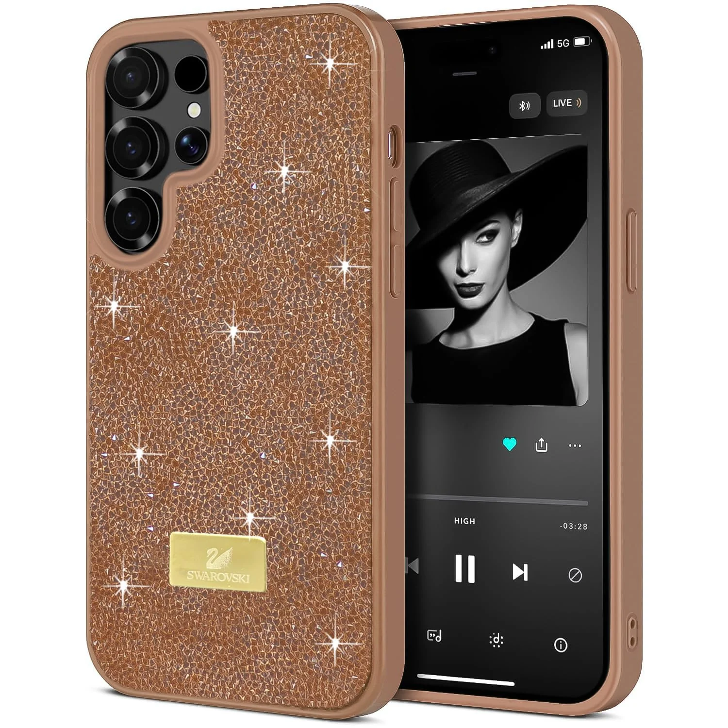 DL3 Mobilak Glitter Protective Case for Samsung Galaxy S25 Ultra, Supports wireless charging, Shock-absorbing protection, Scratch-resistant surface