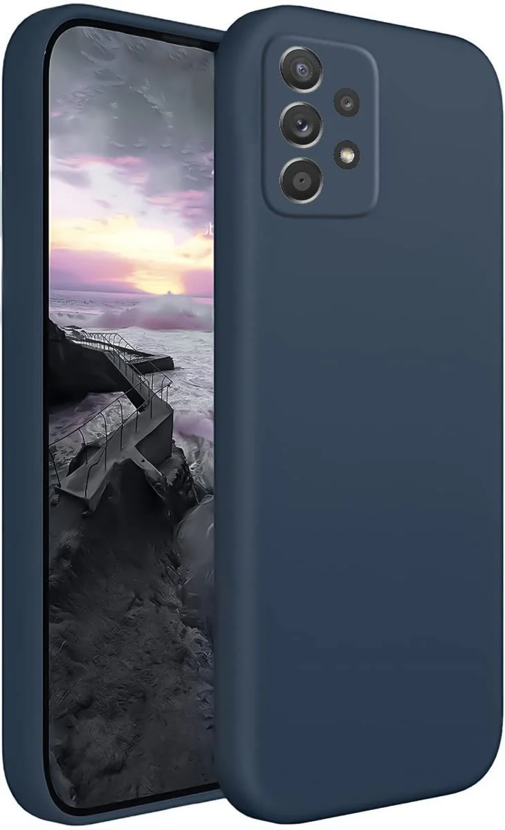 DL3 Mobilak Liquid Silicone Protective Case for Samsung Galaxy A23 5G / 4G with Camera Protection and Microfiber Lining - Dark Blue