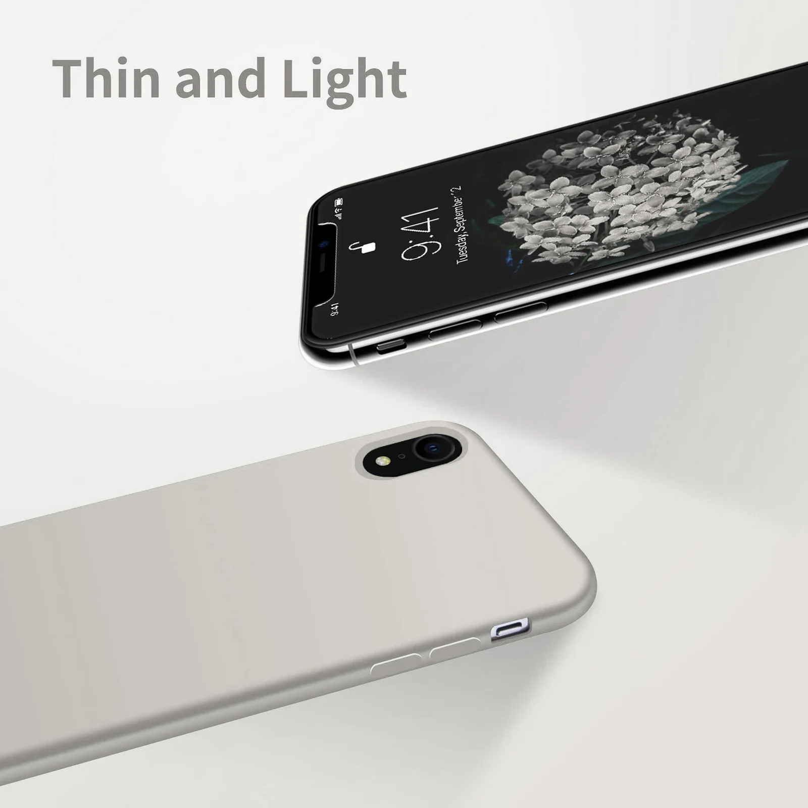 DL3 Mobilak Liquid Silicone Case for iPhone XR, Shock-absorbing protection, Scratch-resistant surface, Soft microfiber lining - Off White 2