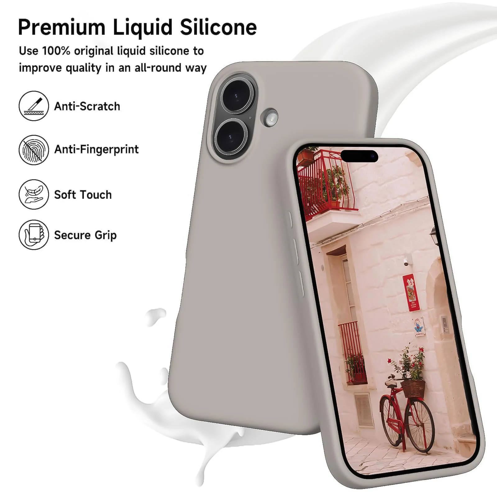 DL3 Mobilak Compatible with iPhone 16 6.1-inch Case, Premium Liquid Silicone Case, Full Body Protective Cover, Shockproof, Slim Phone Case, Anti-Scratch Soft Microfiber Lining (Off White) - Off-White