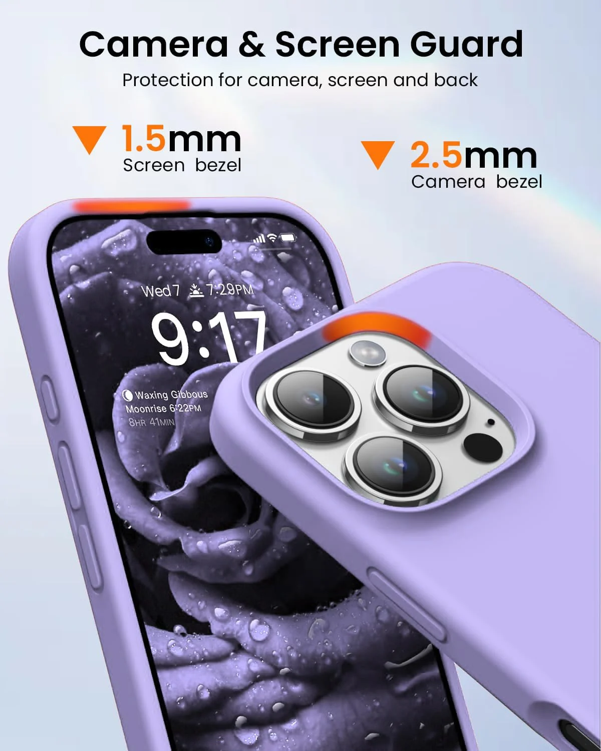 DL3 Mobilak Liquid Silicone Case for iPhone 16 Pro 6.3-inch, Supports wireless charging, Shock-absorbing protection, Scratch-resistant surface - Light Purple
