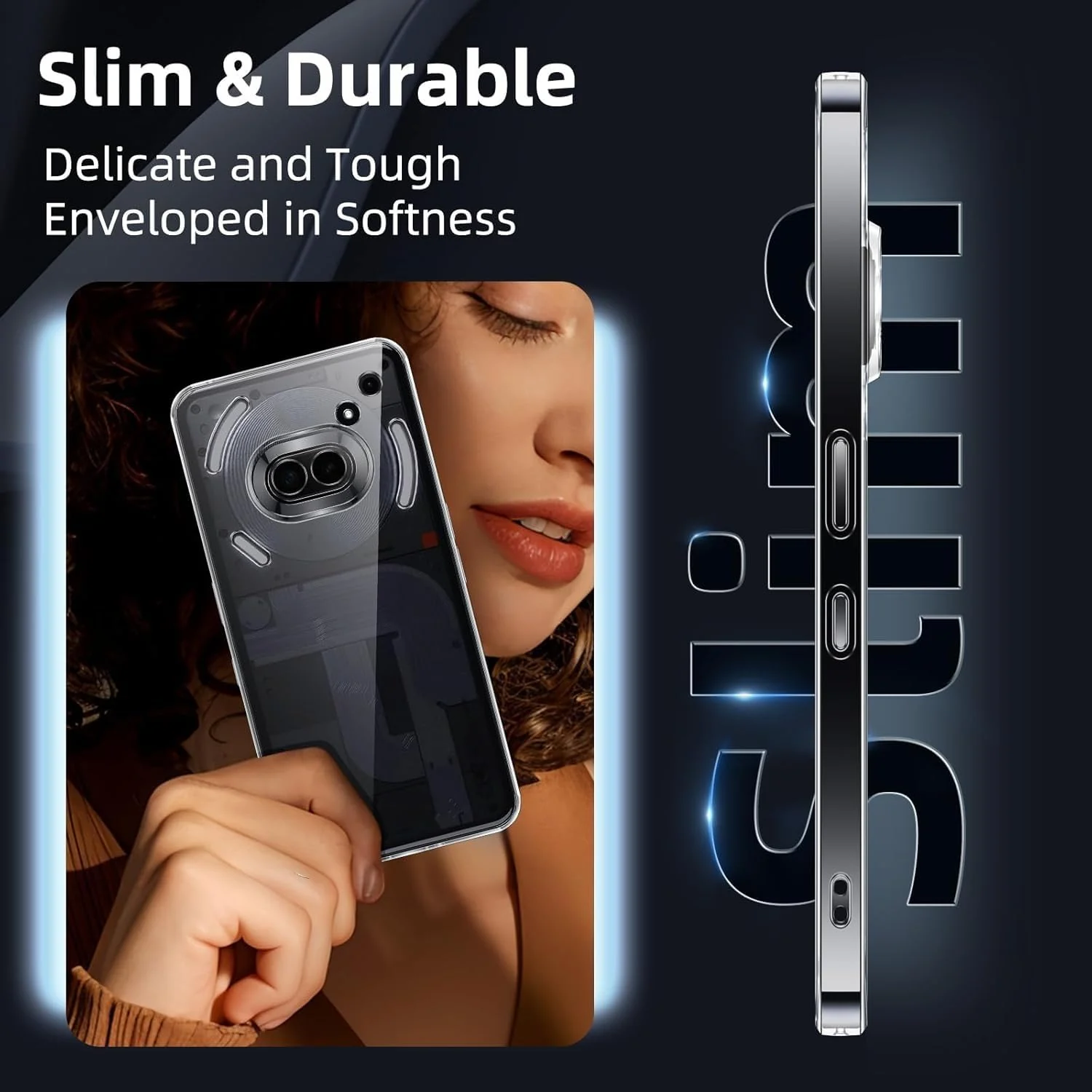 DL3 Mobilak Case Compatible with Nothing Phone 2A/2A Plus, Case Crystal Soft TPU Gel Case Flexible Silicone Anti-Scratch Camera Protection TPU Cover - Clear