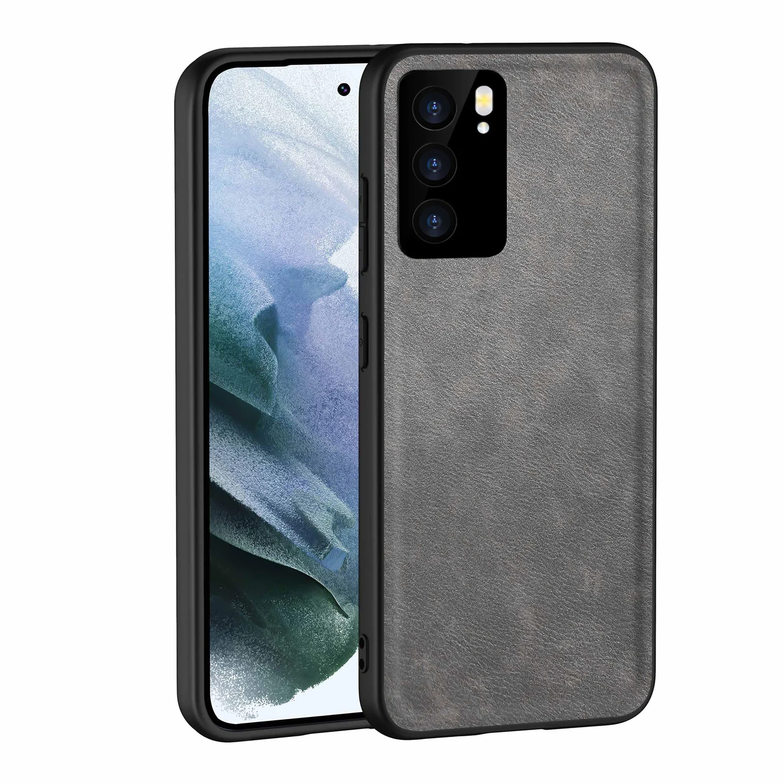 Dl3 Mobilak Case for Oppo Reno 6 5G Leather Case,Anti-Drop, Anti-Shock, Non-Slip Texture,Simple Cell Phong Cover (Black)