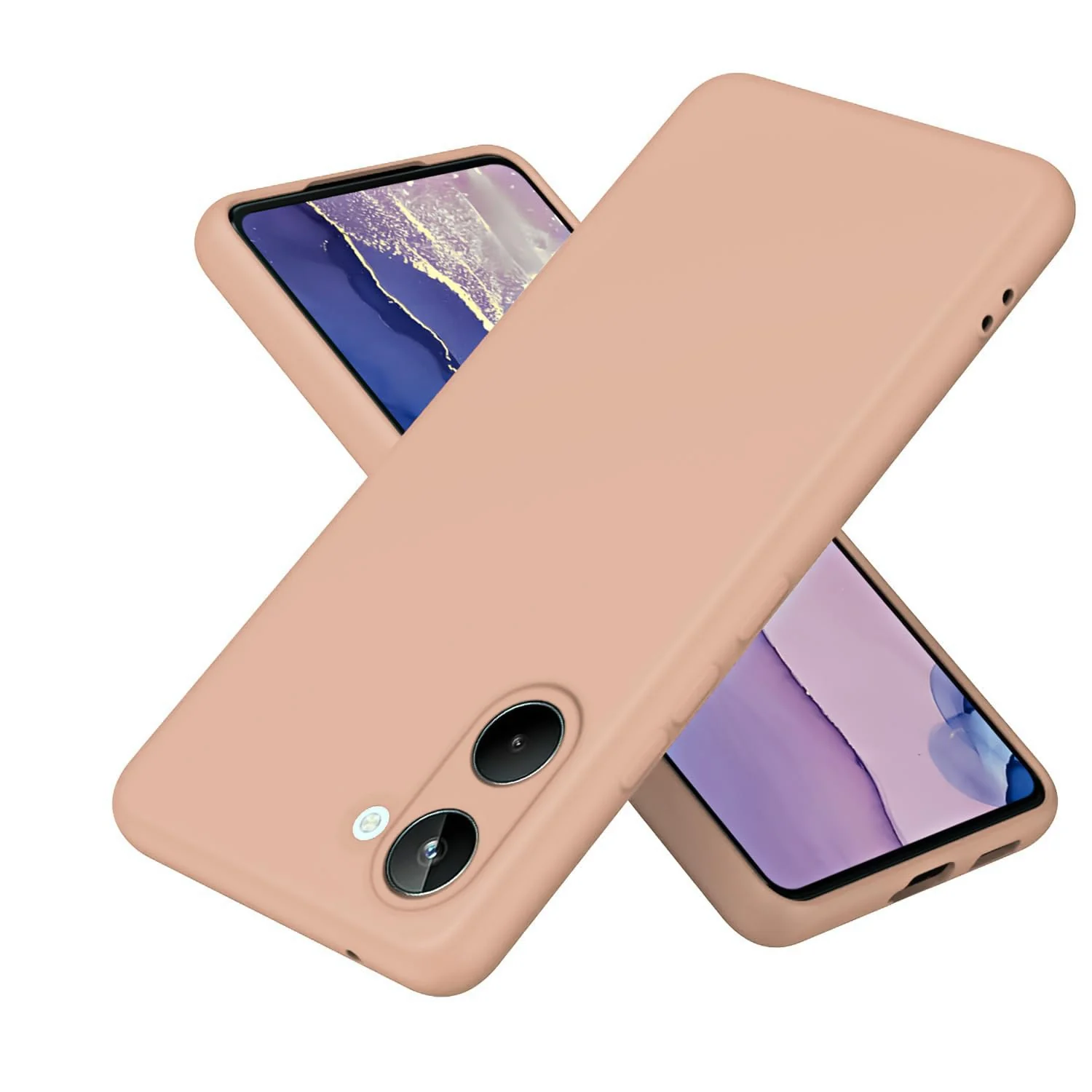 DL3 Mobilak Liquid Silicone Protective Case for realme 10 4G with Microfiber Lining and Shockproof Design - Light Orange