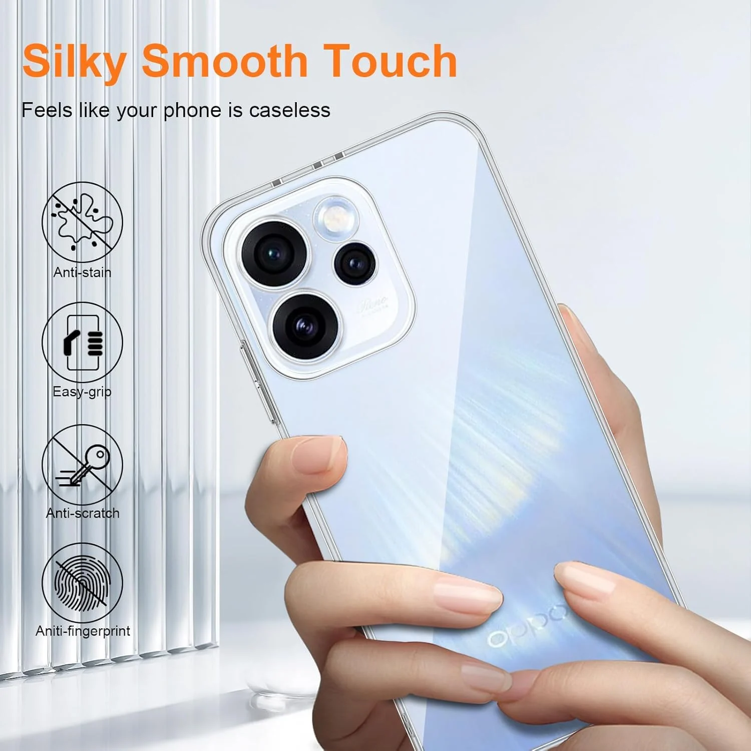 DL3 Mobilak Case Compatible with OPPO Reno 15 5G, Case Crystal Soft TPU Gel Case Flexible Silicone Anti-Scratch Camera Protection TPU Cover - Clear