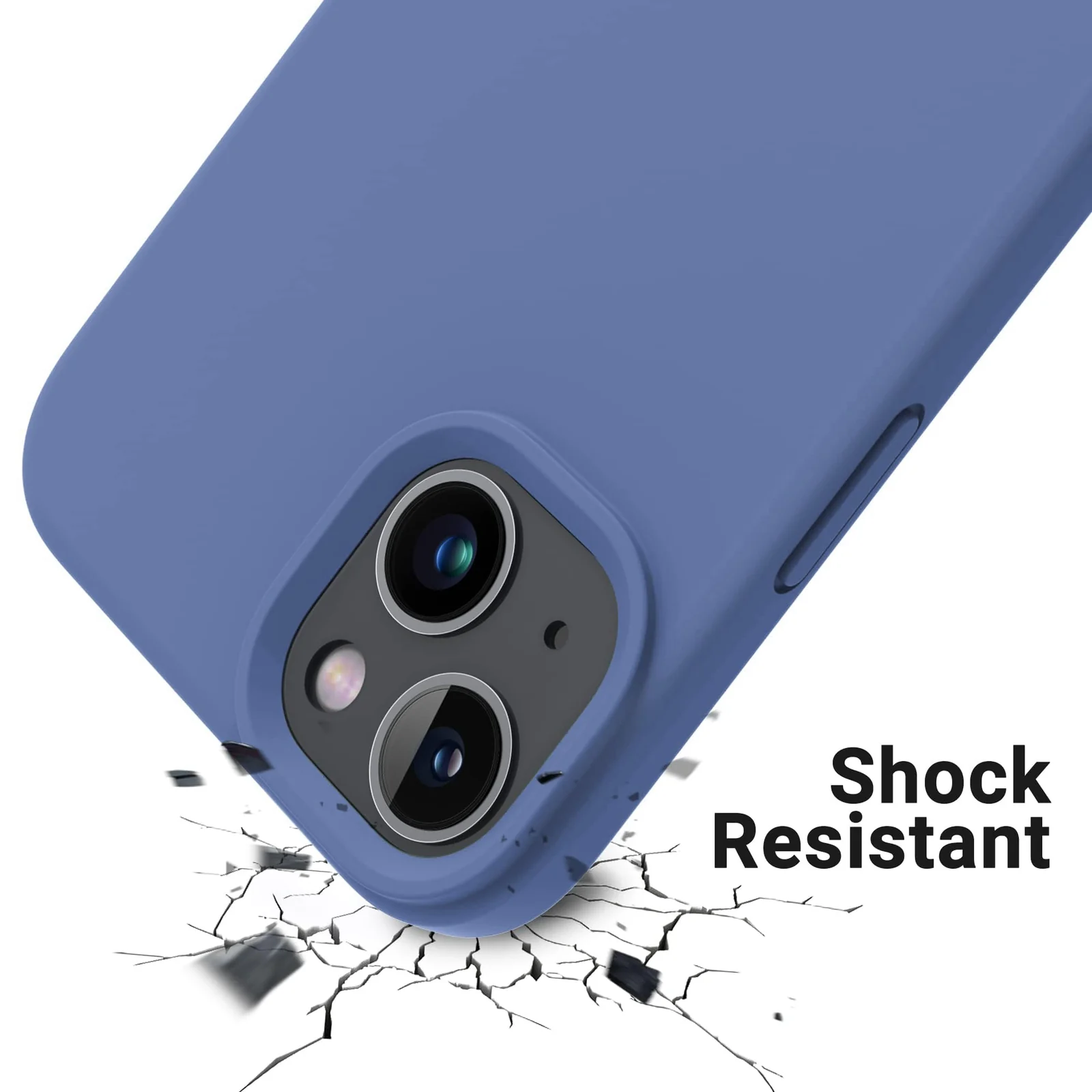 DL3 Mobilak Compatible with iPhone 13 / iPhone 14 (6.1 Inch) Case, Liquid Silicone Case, Full Body Protective Cover, Shockproof, Slim Phone Case, Anti-Scratch Soft Microfiber Lining - Lavender Blue 2