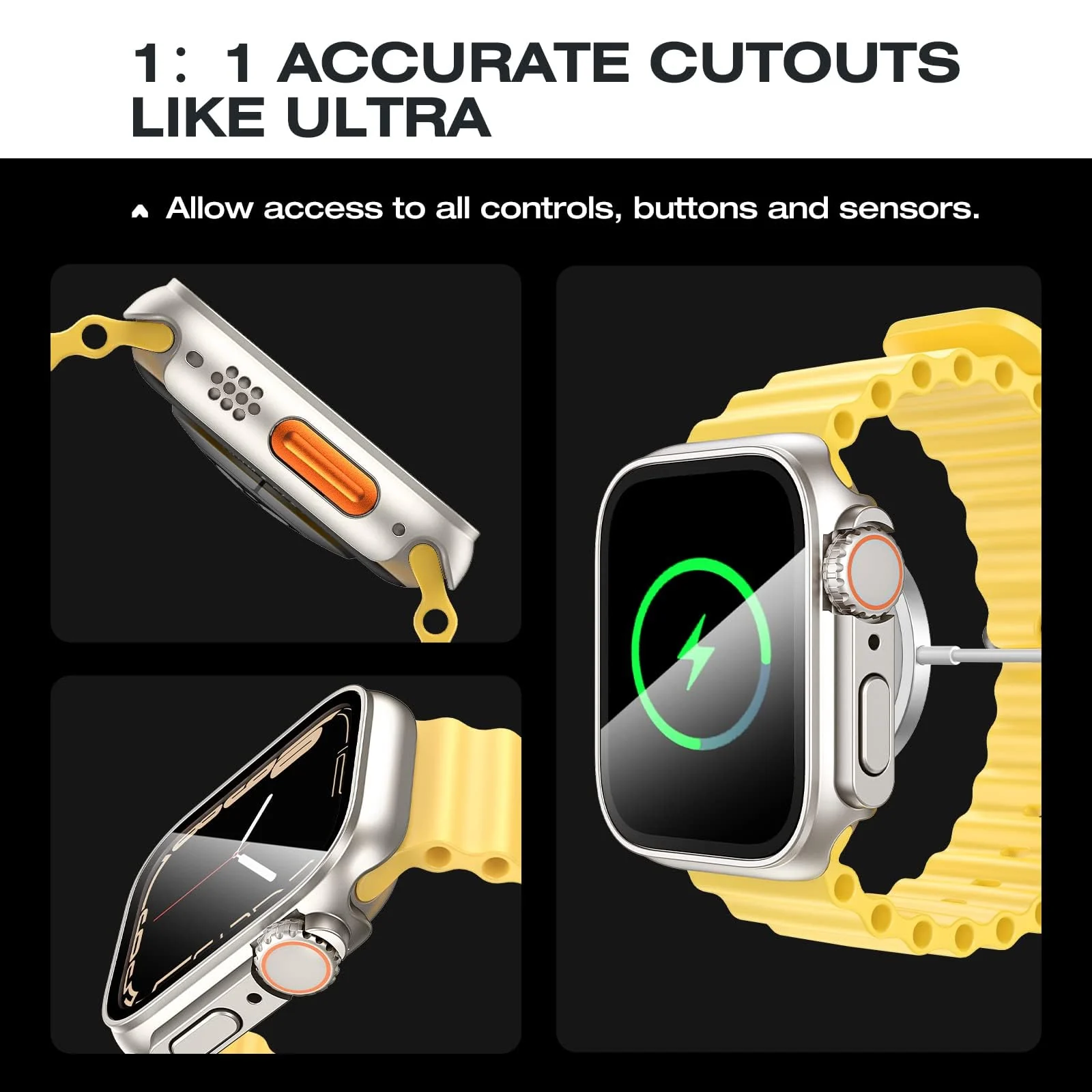 DL3 Mobilak for Apple Watch 44mm Screen Protector Case, [Looks Like Ultra Protector Case] Built-in Tempered Glass Screen Unique Design Case Cover for iWatch 44mm Series 6/5/4/SE2/SE - Starlight