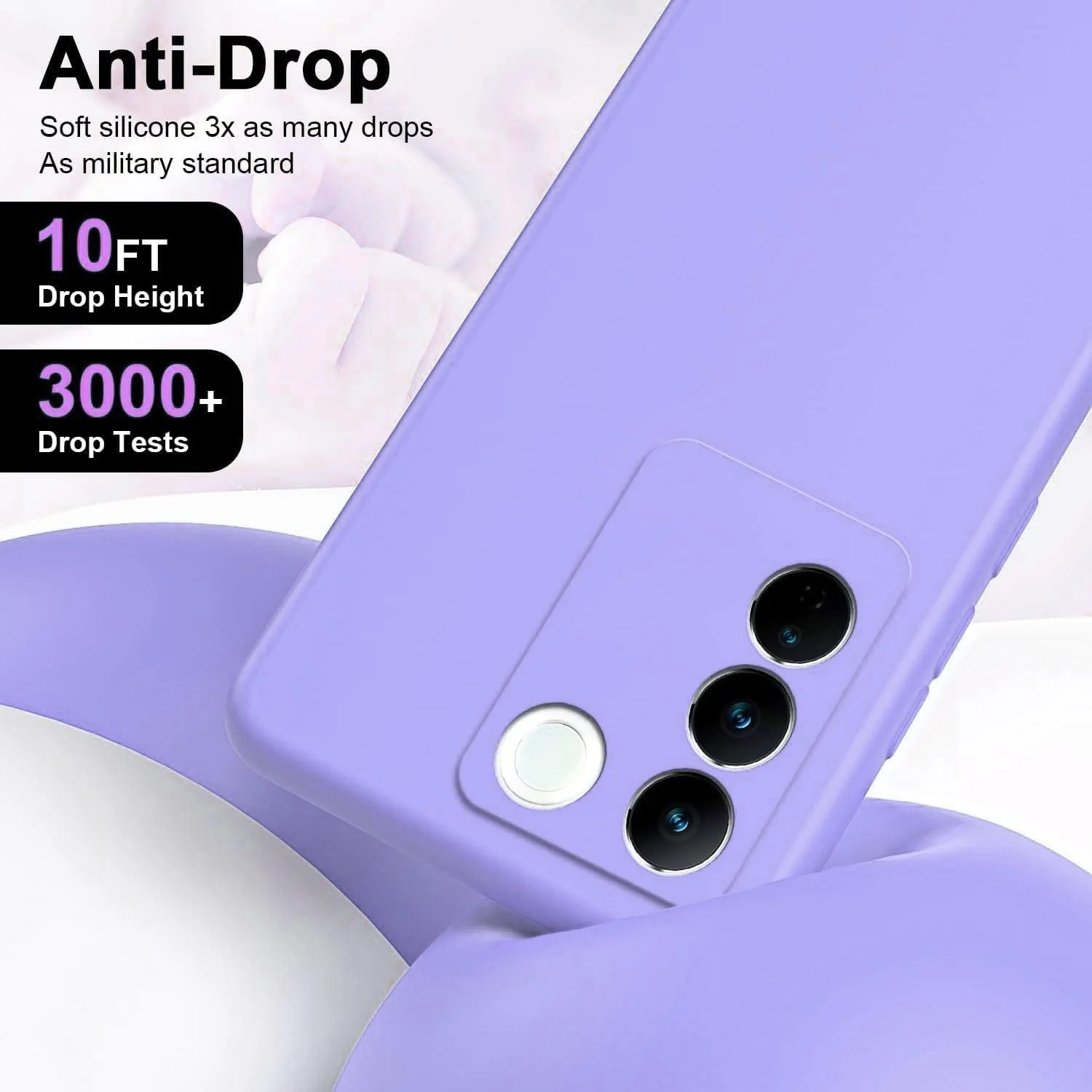 DL3 Mobilak Liquid Silicone Protective Case for vivo V27e / vivo S16e with Microfiber Lining and Shockproof Design - Purple