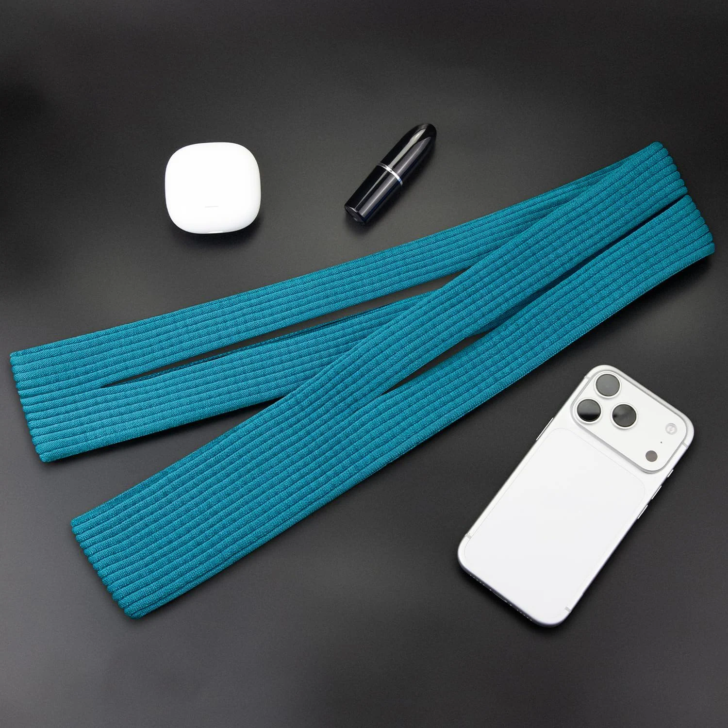 DL3 Mobilak Phone Pocket Lanyard Crossbody Strap 80cm, Universal Stretch Knit Mobile Holder Pouch, Hands-Free Shoulder Phone Bag for iPhone & All Smartphones - Peacock Green