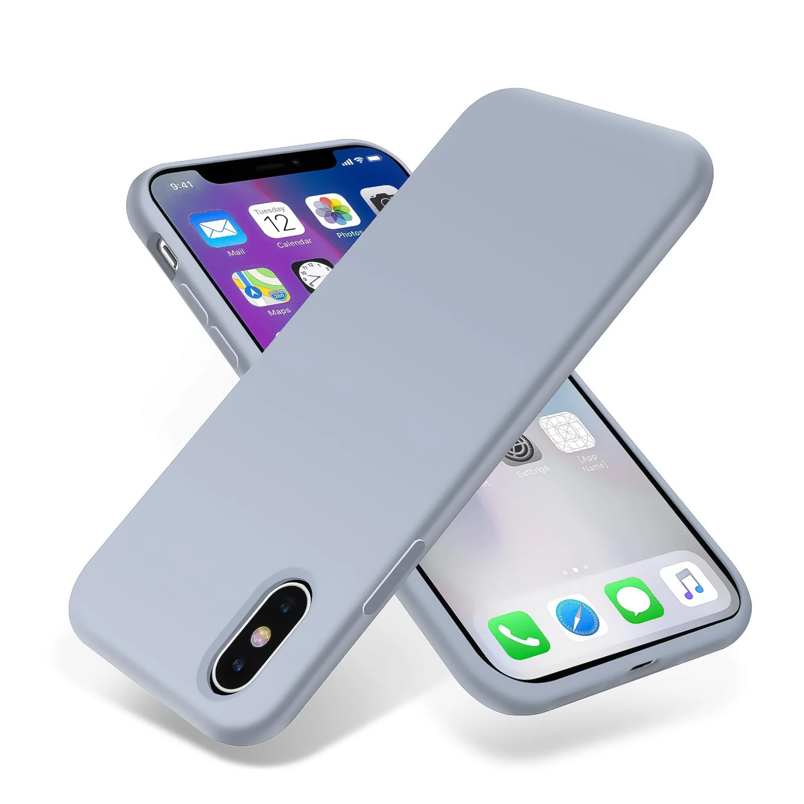 DL3 Mobilak Liquid Silicone Case for iPhone X / iPhone XS, Shock-absorbing protection, Scratch-resistant surface, Soft microfiber lining - A.Baby Blue