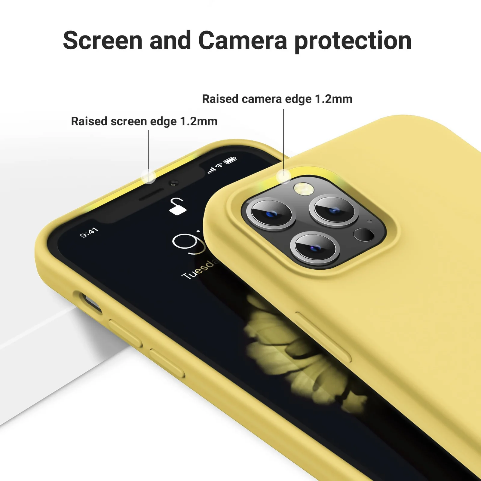 DL3 Mobilak Liquid Silicone Protective Case for iPhone 12 Pro Max (6.7 Inch) with Camera Protection and Microfiber Lining - Yellow