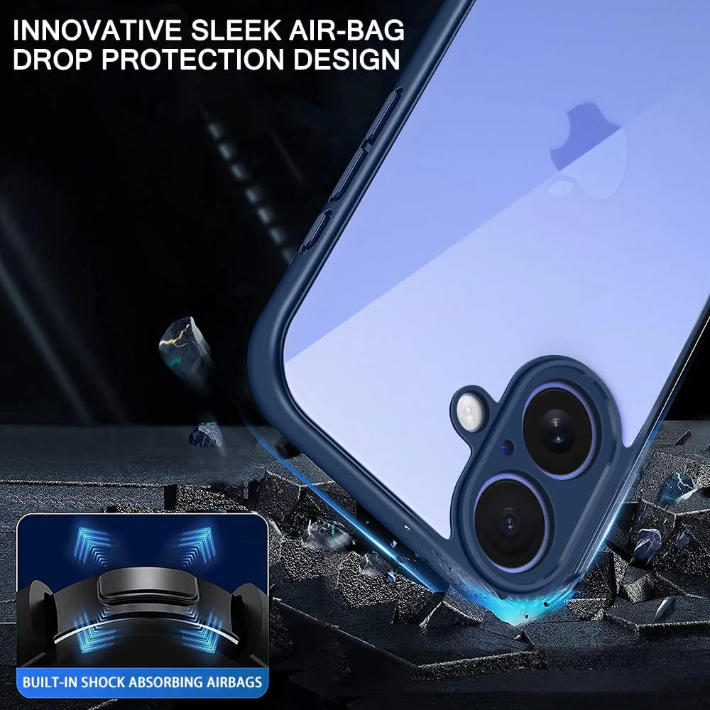 DL3 Mobilak Compatible with iPhone 16+ Plus 6.7-Inch Case Transparent, Military-Grade Shockproof Anti-Yellowing, Slim Protective Phone Case Full Bumper Cover With Camera Protective - Blue