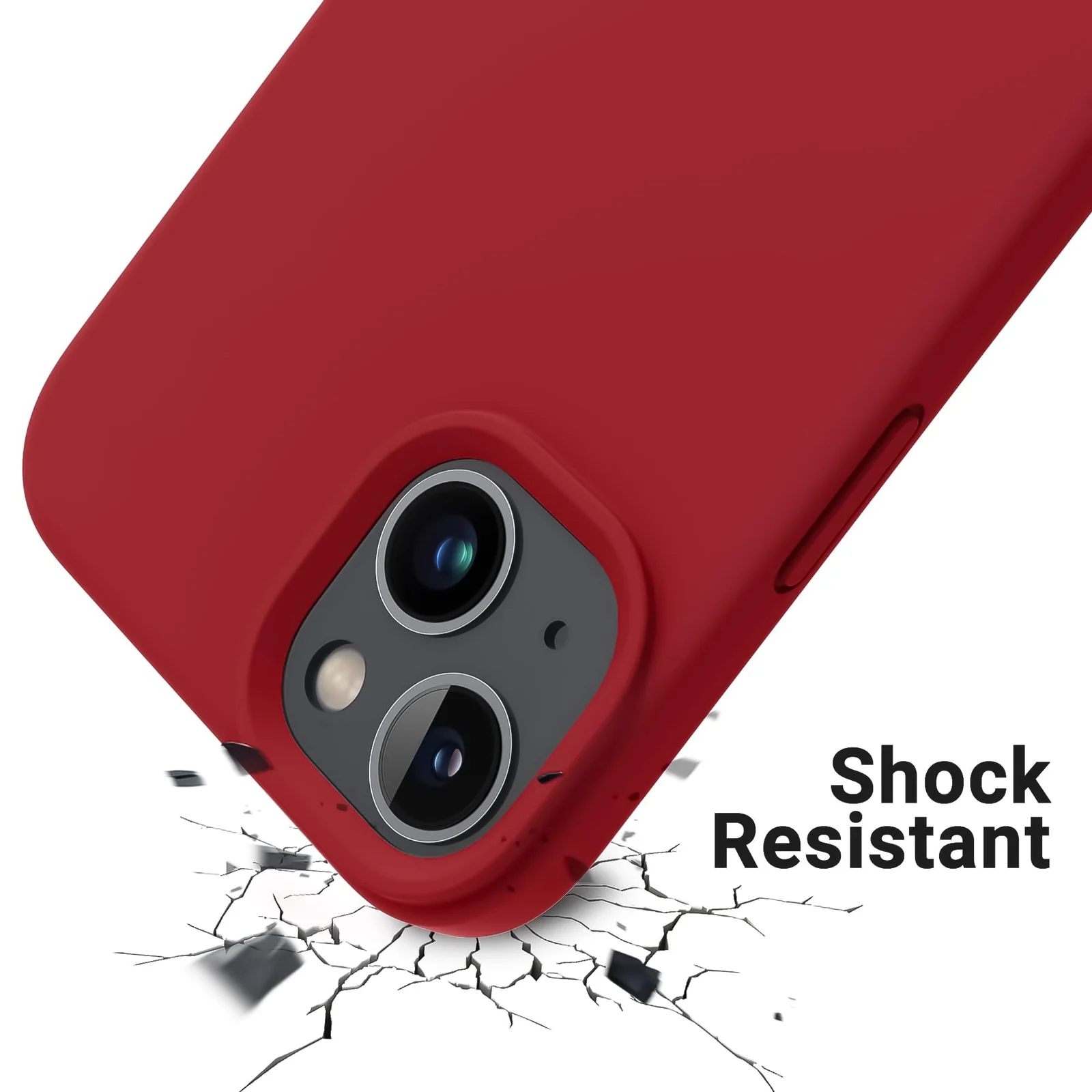 DL3 Mobilak Liquid Silicone Protective Case for iPhone 13 / iPhone 14 with Camera Protection and Microfiber Lining - Dark Red