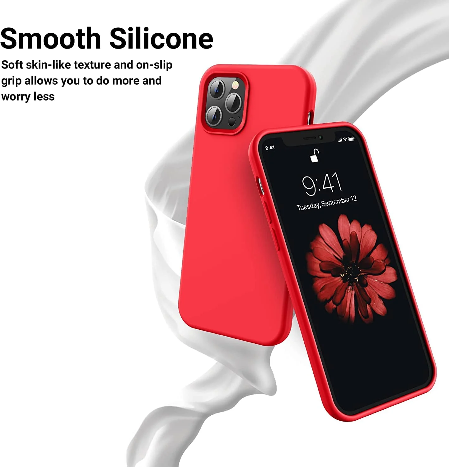 DL3 Mobilak Liquid Silicone Protective Case for iPhone 11 Pro (5.8 Inch) with Camera Protection and Microfiber Lining - Red