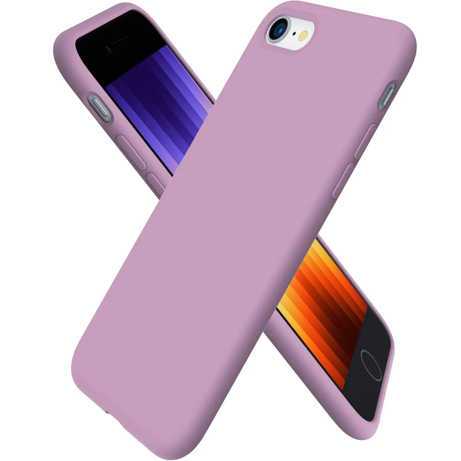 DL3 Mobilak Liquid Silicone Protective Case with Soft Microfiber Lining for iPhone SE 2022, SE 2020, iPhone 7, iPhone 8 - Lilac Purple