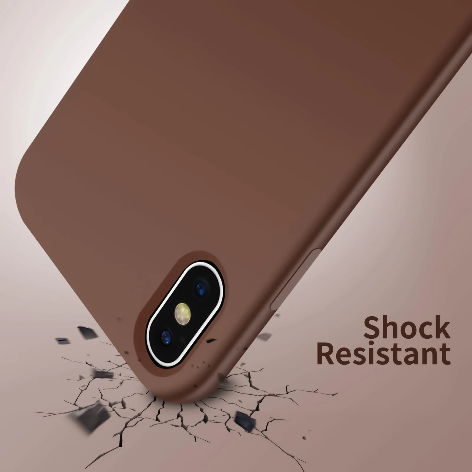 DL3 Mobilak Liquid Silicone Protective Case for iPhone X / iPhone XS with Camera Protection and Microfiber Lining - Brown