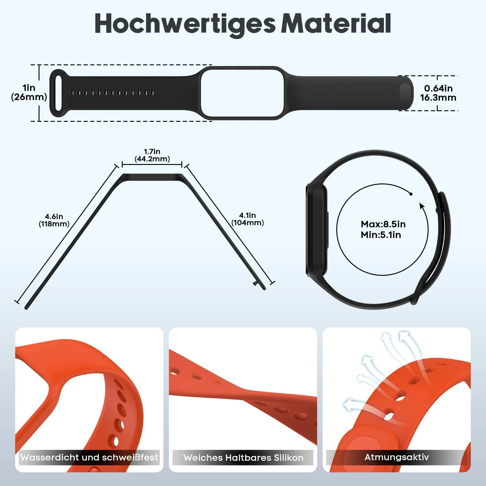 DL3 Mobilak Compatible with Xiaomi Smart Band 9 Active/Xiaomi Redmi Smart Band 3 Replacement Silicone Wrist Strap Bracelet Band Soft And Durable Watch Accessories - Orange