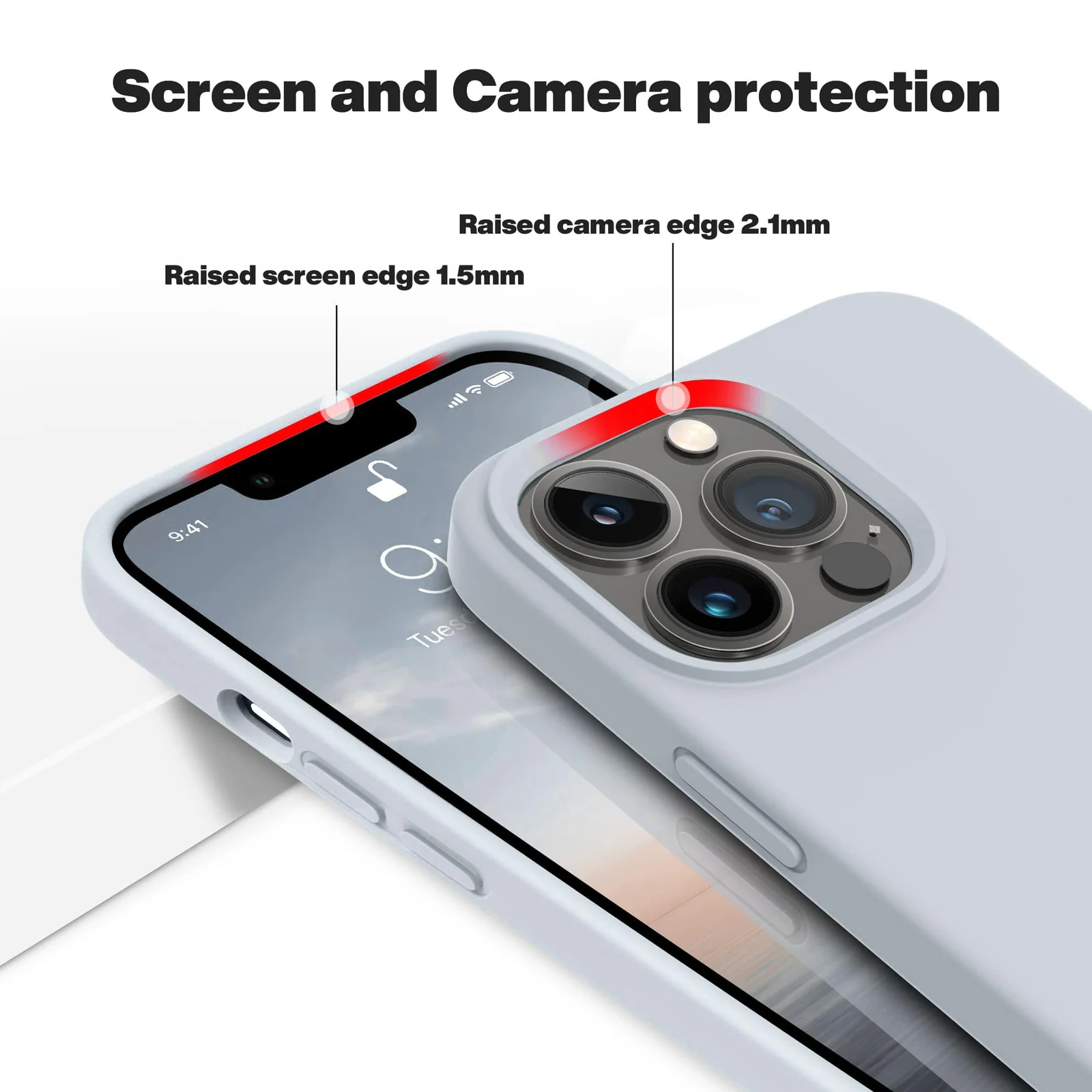 DL3 Mobilak Liquid Silicone Case for iPhone 15 Pro Max, Supports wireless charging, Shock-absorbing protection, Scratch-resistant surface - Gray