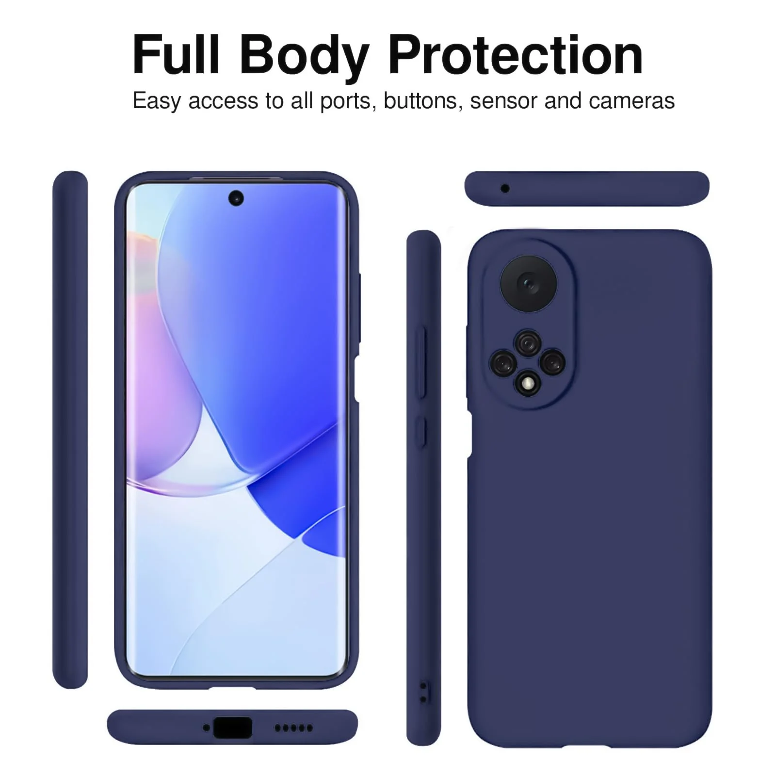 DL3 Mobilak Silicone Protective Case for Honor 50 / Huawei Nova 9, Shock-absorbing protection, Scratch-resistant surface, Soft microfiber lining - Blue 2
