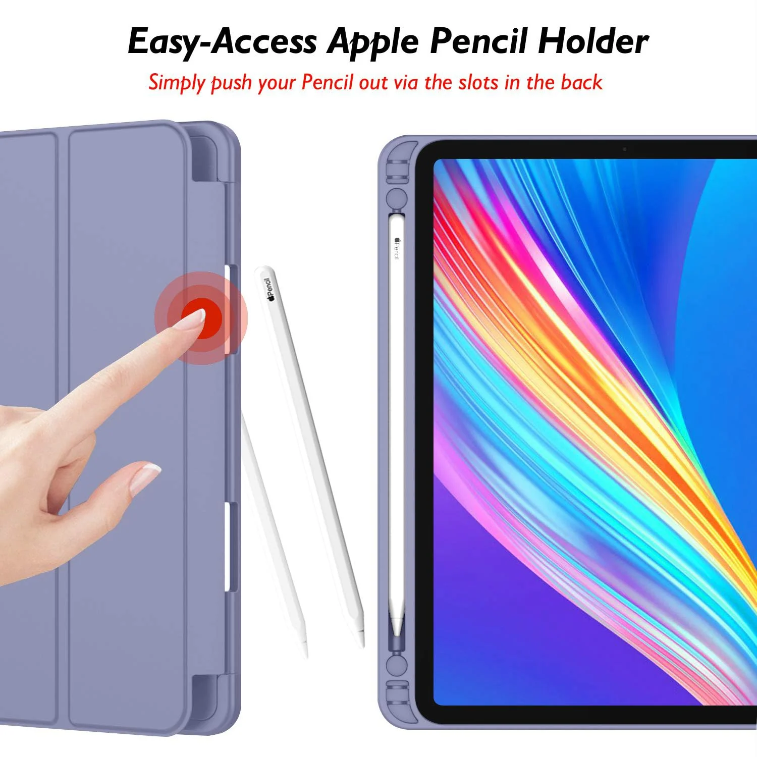 DL3 Mobilak iPad Pro 11 Inch Case 2022(4th Gen)/2021(3rd Gen)/2020(2nd Gen) with Pencil Holder, Smart Case [Support Touch ID and Auto Wake/Sleep] with Auto 2nd Gen Pencil Charging - Lavender