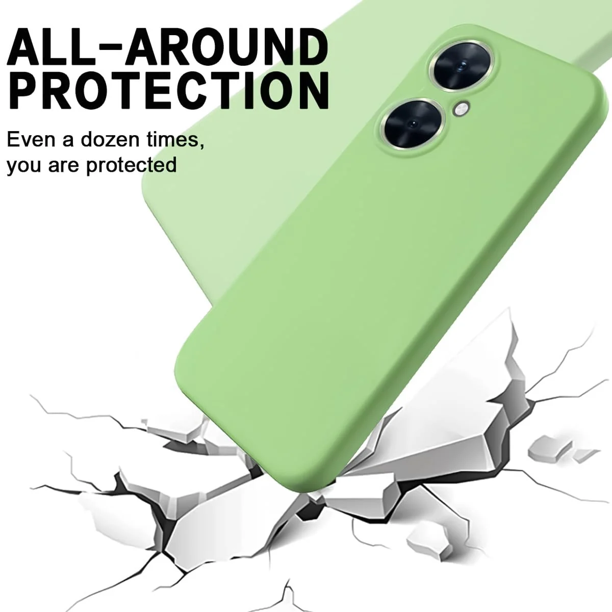 DL3 Mobilak Soft Silicone Protective Case for Huawei nova 11i with Microfiber Lining and Shockproof Design - Light Green