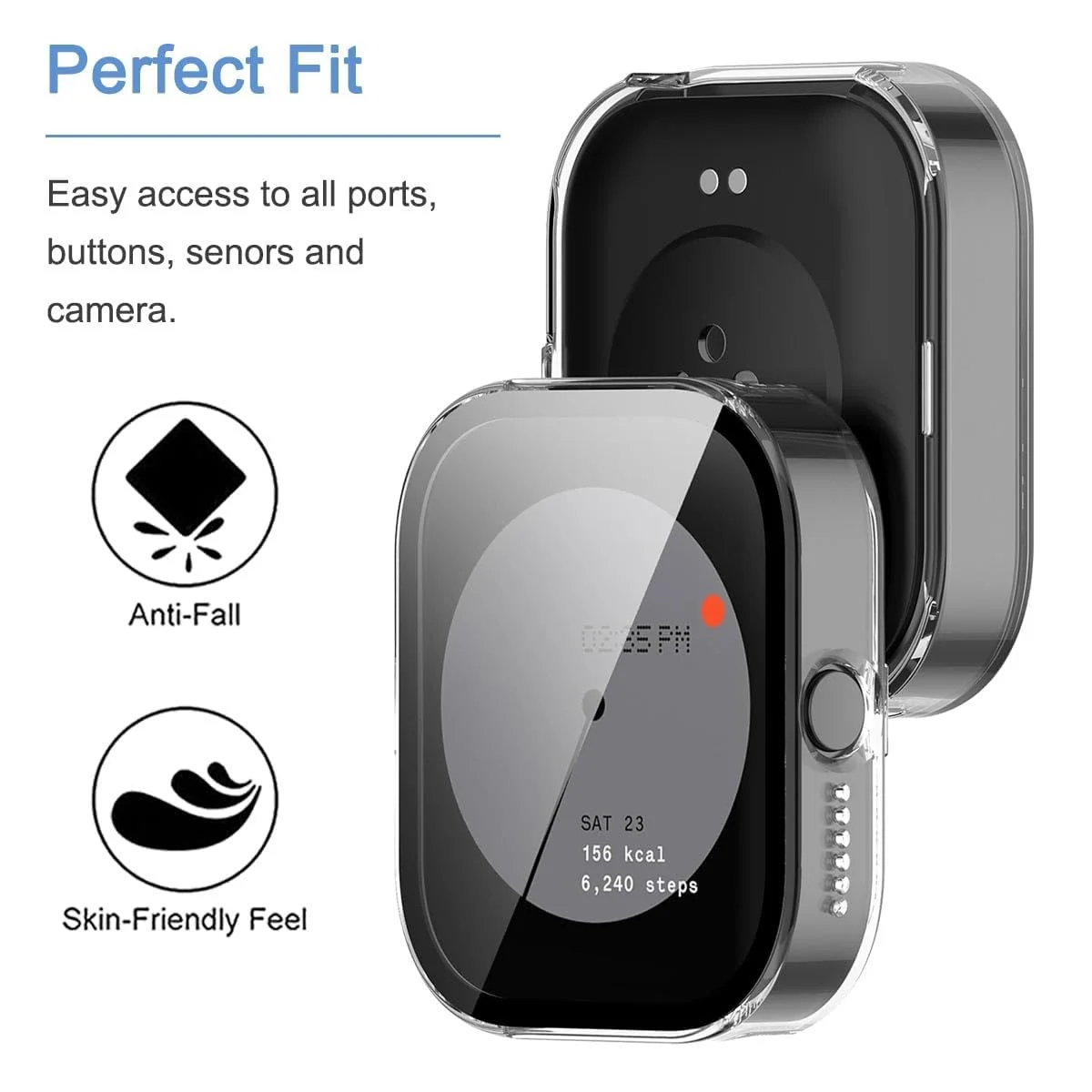 DL3 Mobilak Case Compatible with CMF by Nothing Watch Pro, Full Coverage Slim Hard Case Protective Bumper Built-in Tempered Glass Screen Protector Shell for CMF by Nothing Watch Pro - Clear