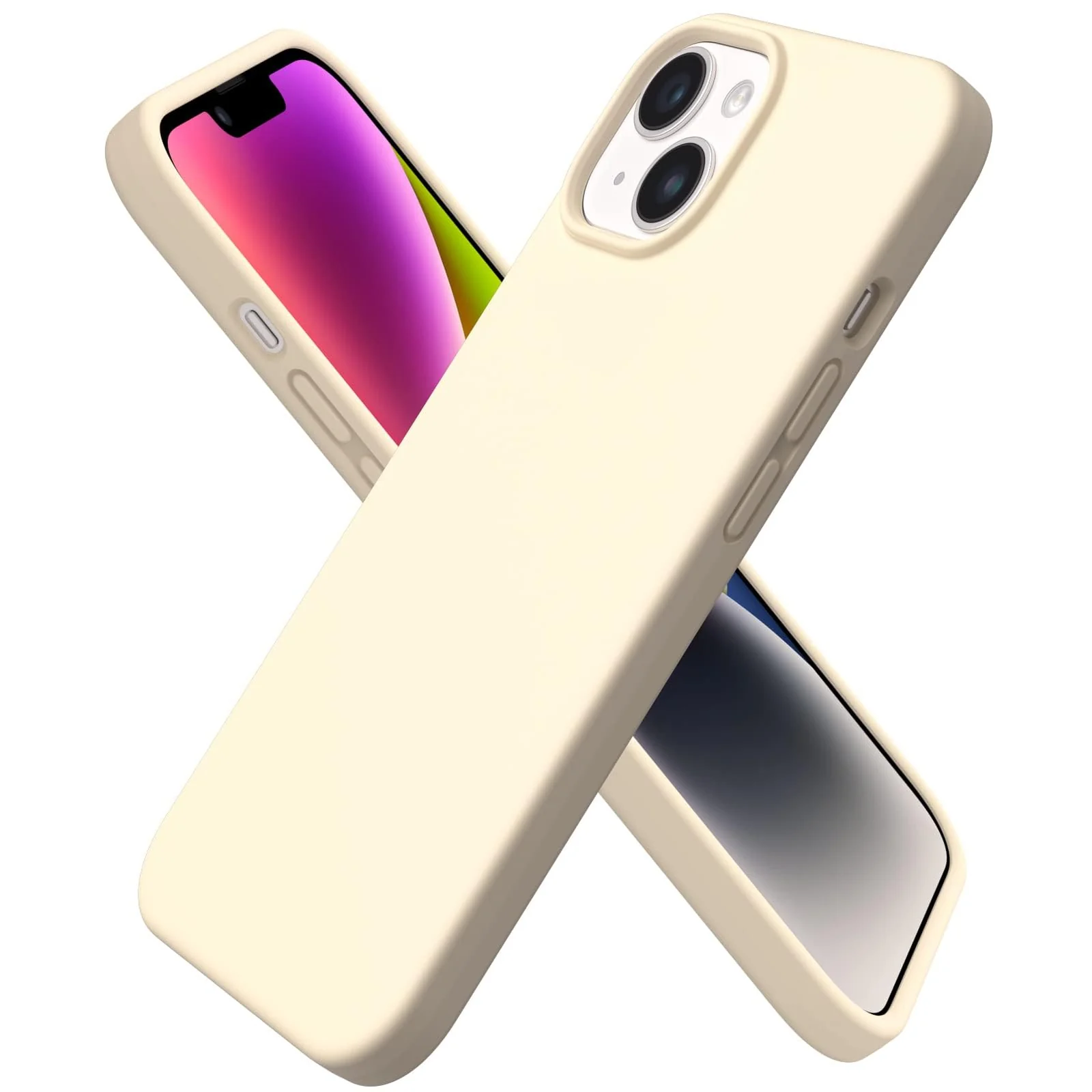 DL3 Mobilak Compatible with iPhone 15 Case 6.1, Slim Liquid Silicone 3 Layers Full Covered Soft Gel Rubber Phone Case Protective Cover 6.1 Inch - Baby Yellow