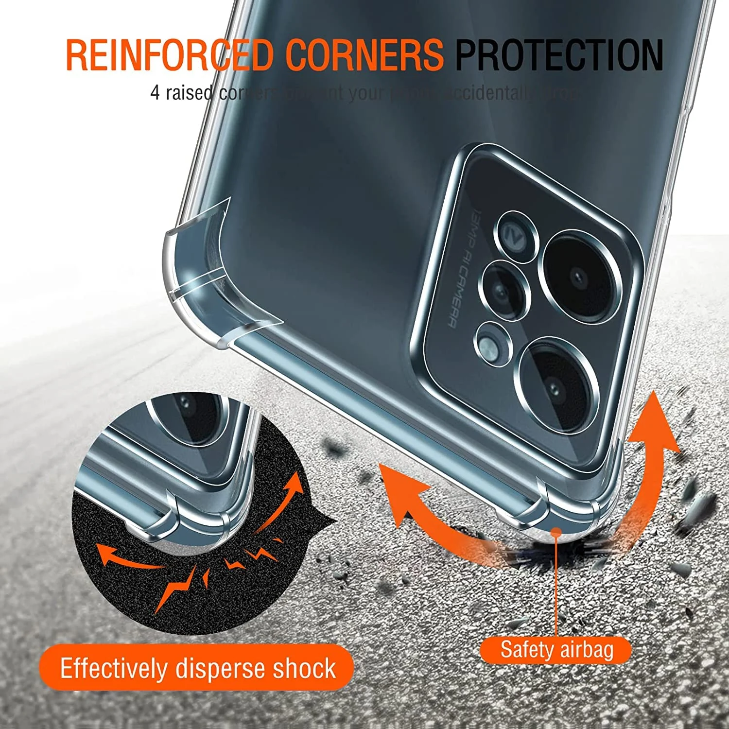 DL3 Mobilak Case Compatible with realme C31, Cover Silicone TPU Gorilla Anti-shock Protector Camera Shockproof Corners - Clear